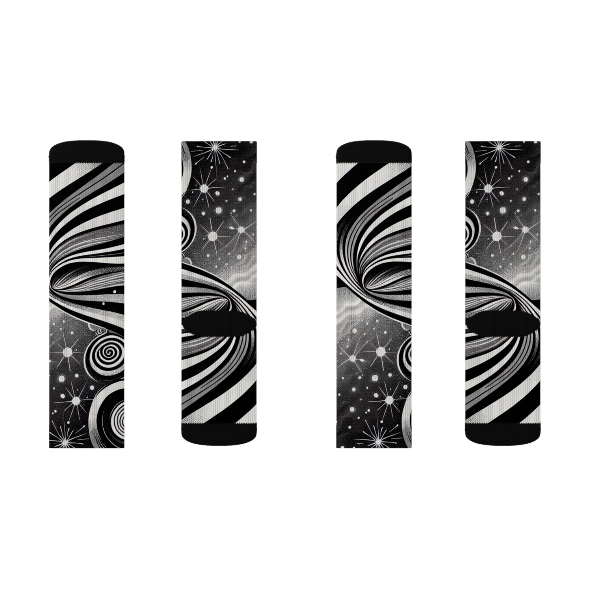 Cosmic Pattern Socks, Unique Sublimation Socks for Astronomers, Gift for Space Lovers, Black and White Starry Design, Stylish [...]