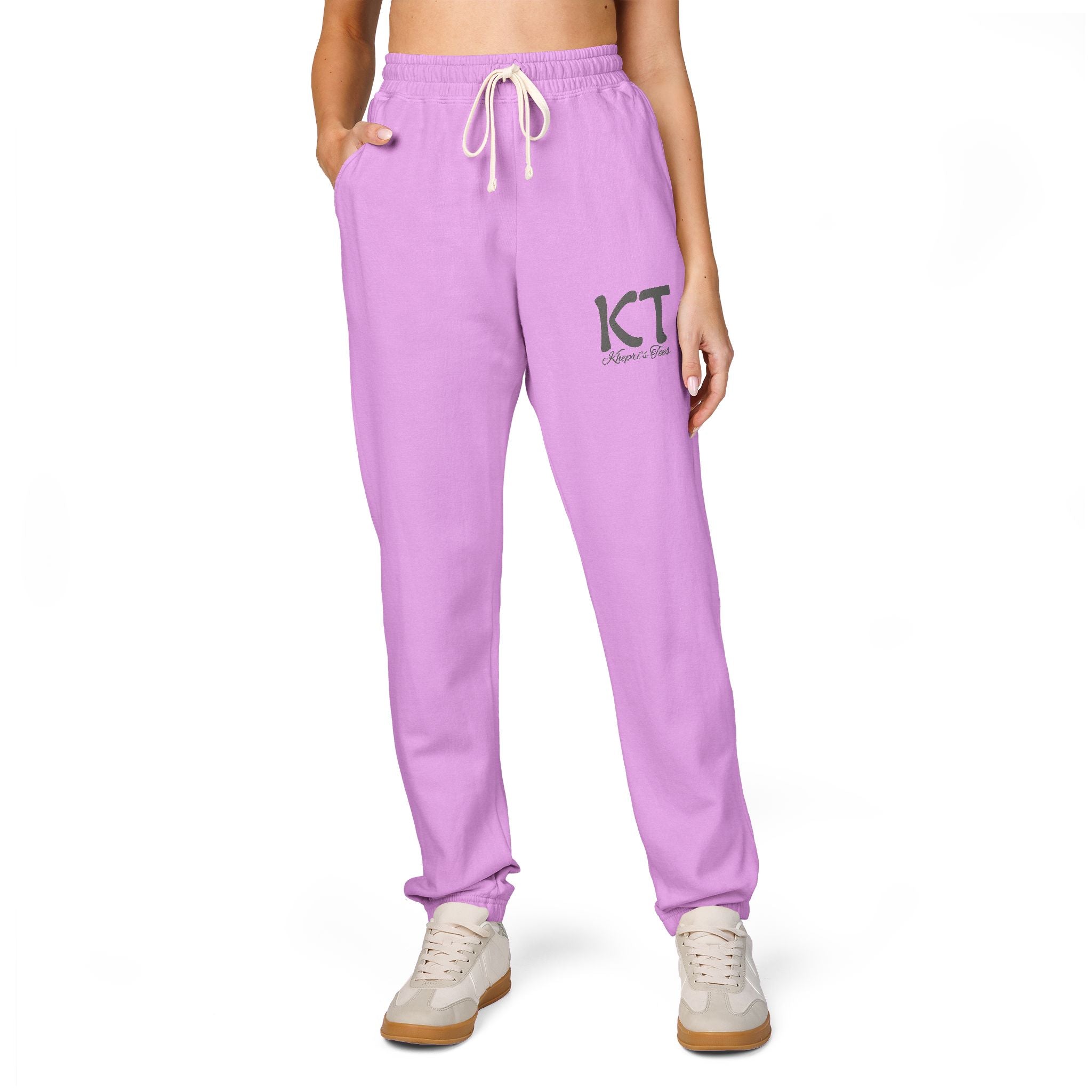 (Black) Comfy Fleece KT Sweatpants for Everyone - Cozy Loungewear, Perfect for Relaxing, Gifts, Travel, Indoor Wear, Khepri's Tees Fashion Pants