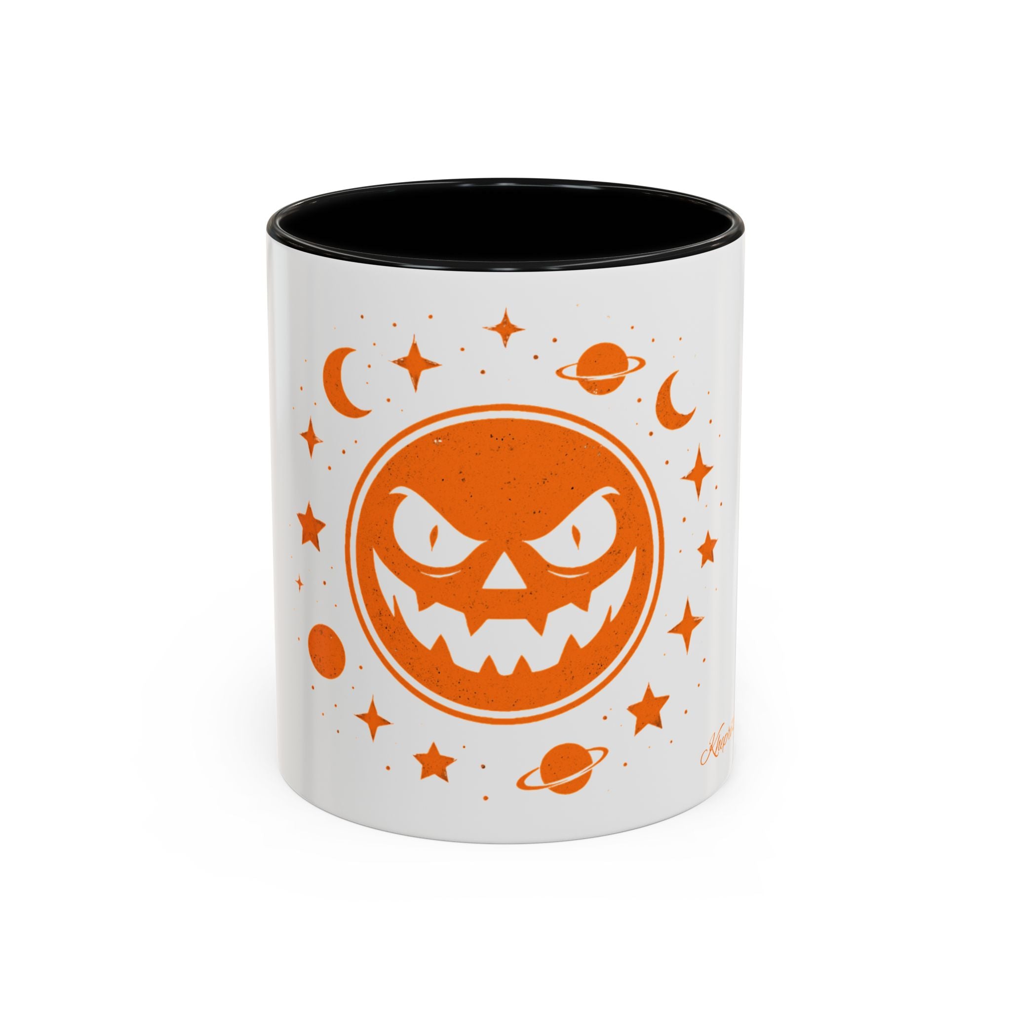 Cosmic Grin Coffee Mug - Fun Space Design, Halloween Gift, Unique Ceramic Mug, Sci-Fi Lover's Drinkware, Planetary Decor