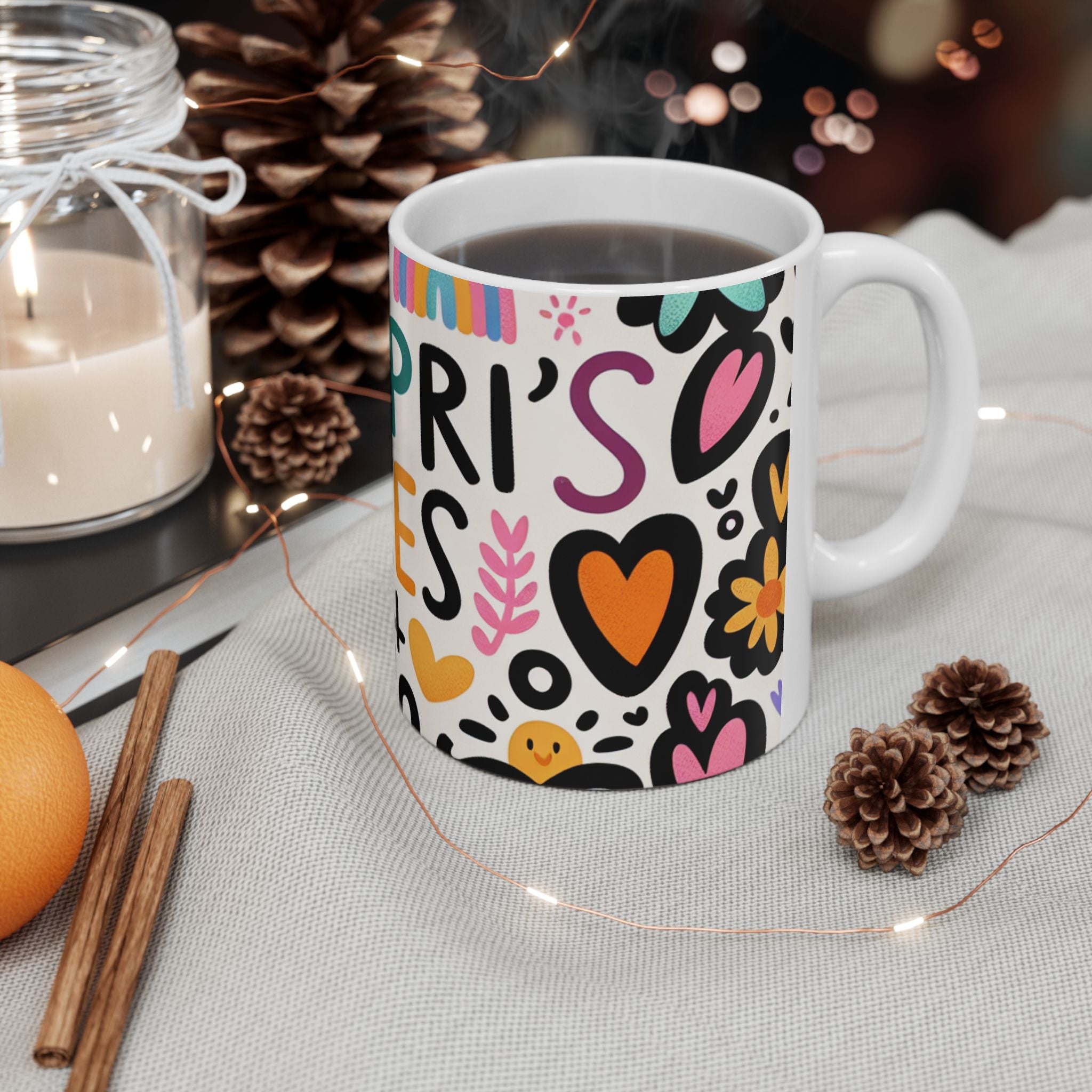 Khepri's Tees Colorful Heart Design Ceramic Mug for Coffee Lovers | Perfect Gift for Friends, Birthday, Mother's Day, Home Decor, Tea Enthusiasts
