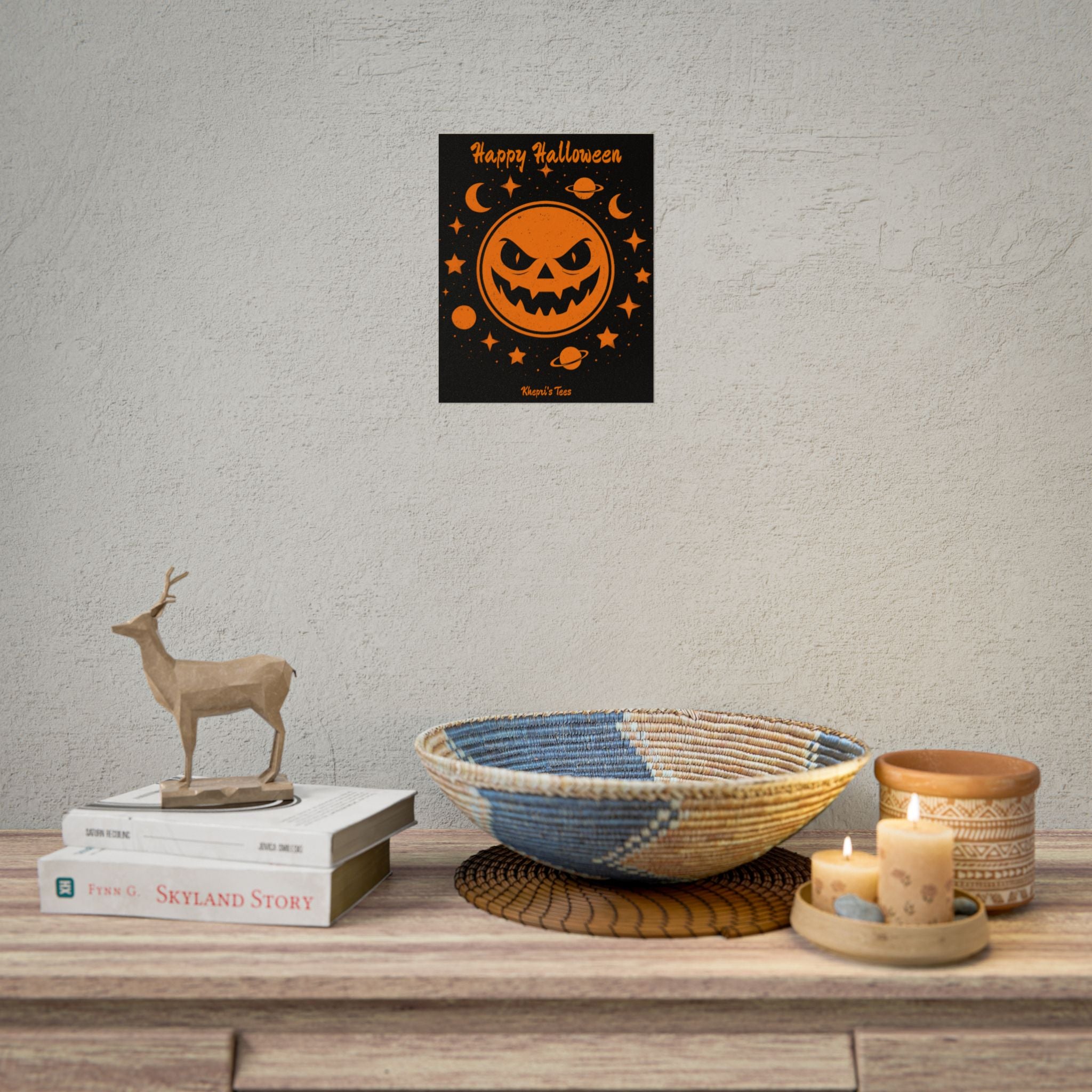 Halloween Rolled Poster, Spooky Wall Art, Fall Decor, Trick or Treat Print, Jack-o'-Lantern Home Decor