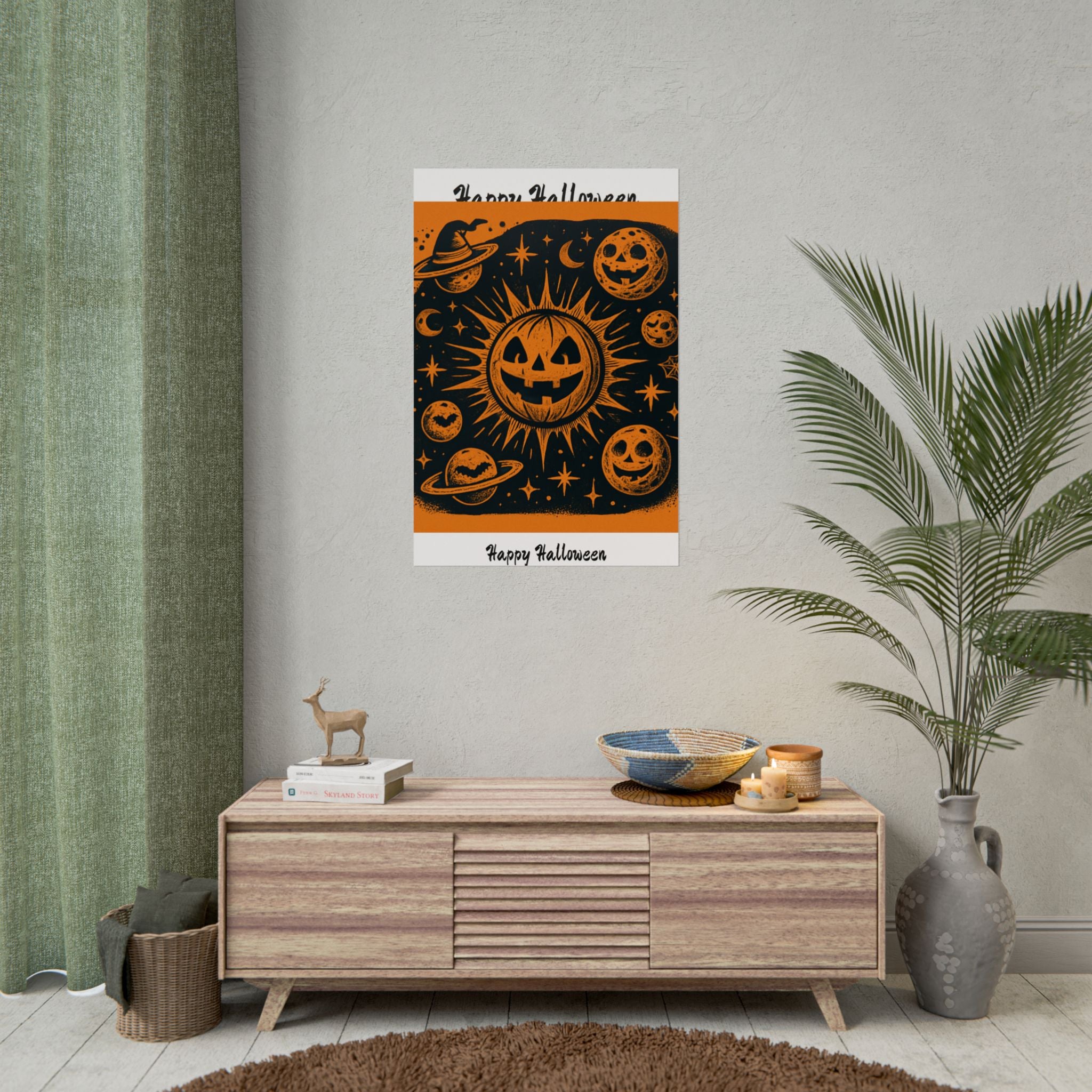 Sun & Friends- Halloween Rolled Poster, Spooky Wall Art, Fall Decor, Trick or Treat Print, Jack-o'-Lantern Home Decor