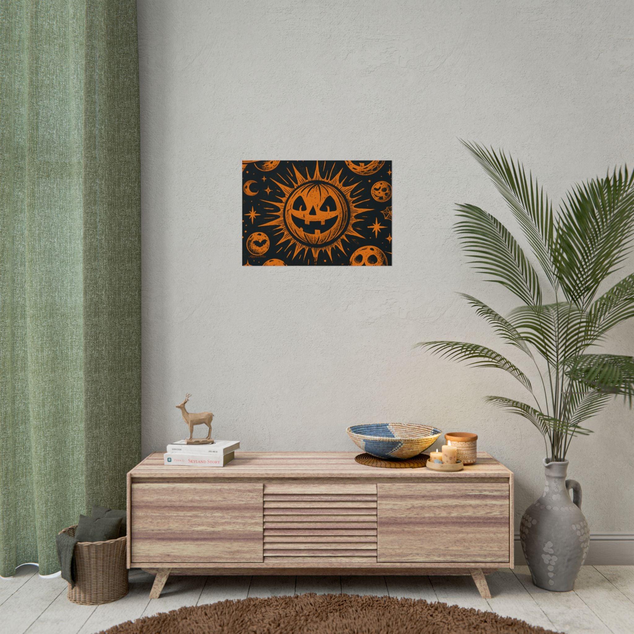 Sun & Friends- Halloween Rolled Poster, Spooky Wall Art, Fall Decor, Trick or Treat Print, Jack-o'-Lantern Home Decor