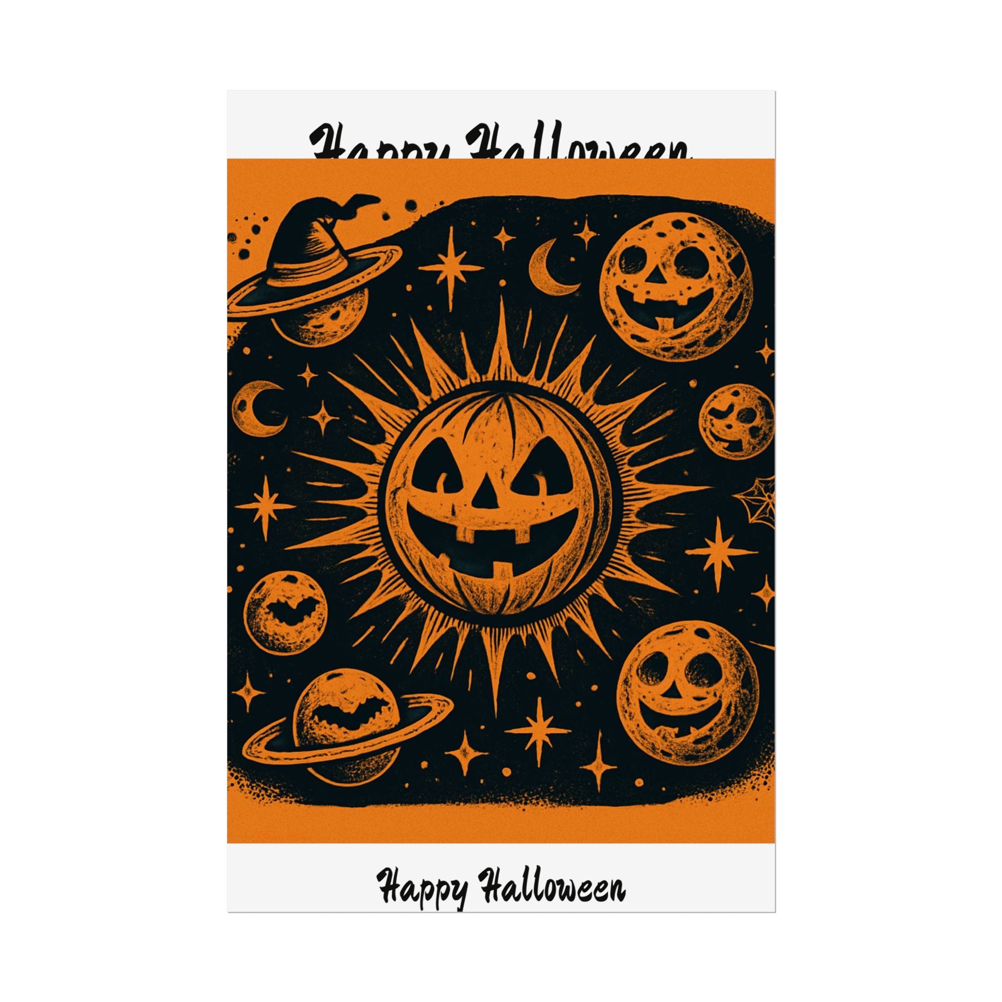 Sun & Friends- Halloween Rolled Poster, Spooky Wall Art, Fall Decor, Trick or Treat Print, Jack-o'-Lantern Home Decor