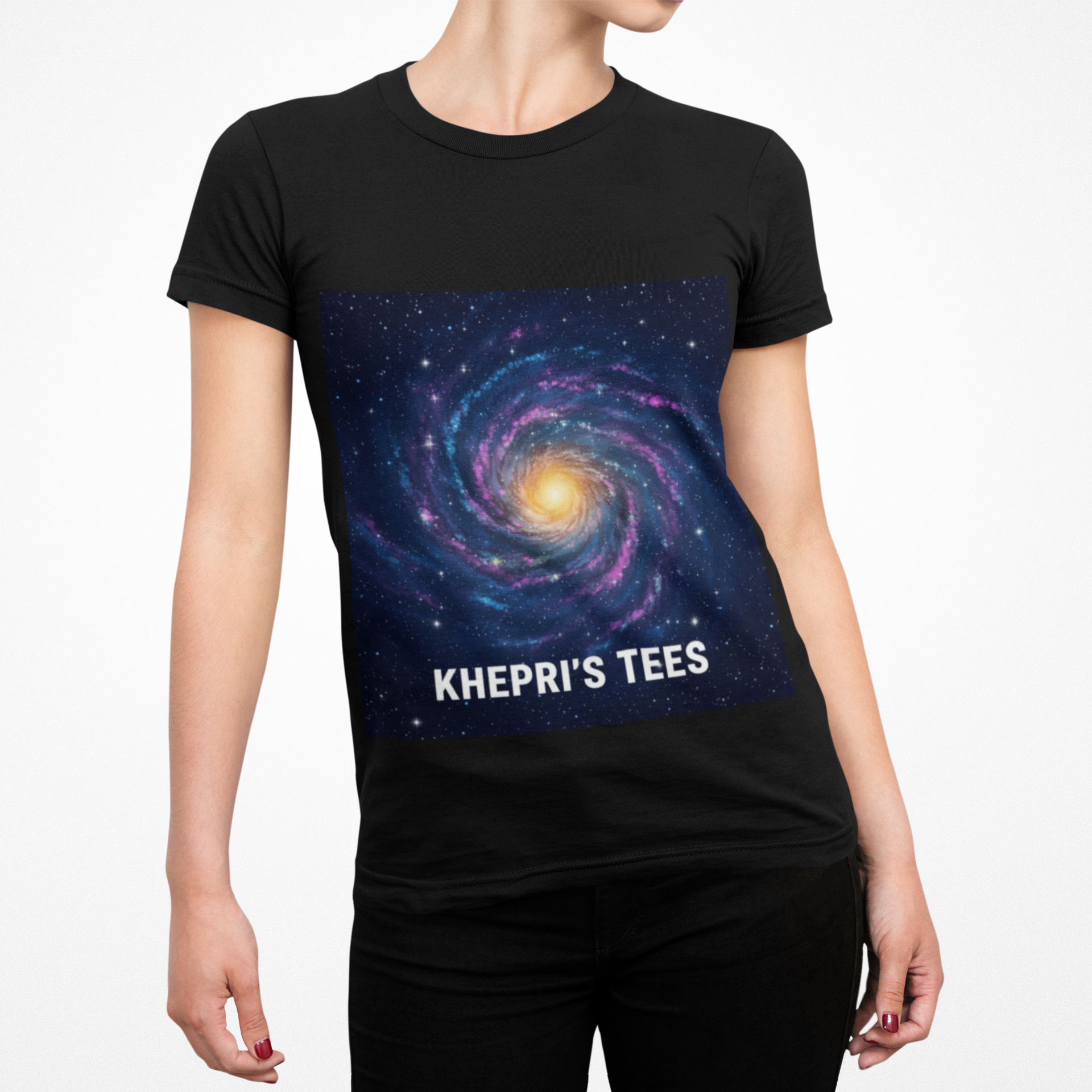 Cosmic Heart Tee — Spiral Universe Cotton Crew Tee