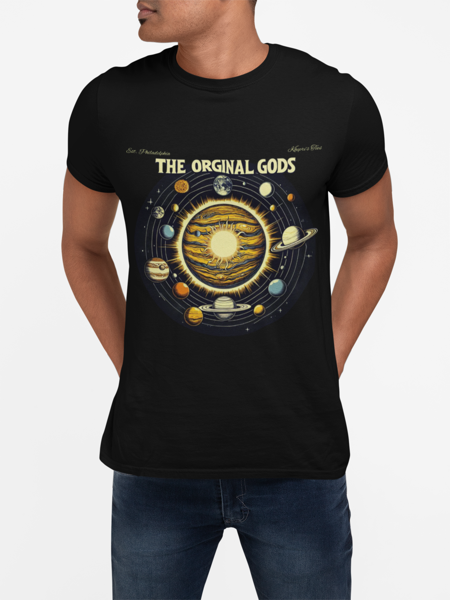 "The Original Gods" Vintage Planetary Tee-Solar System T‑Shirt