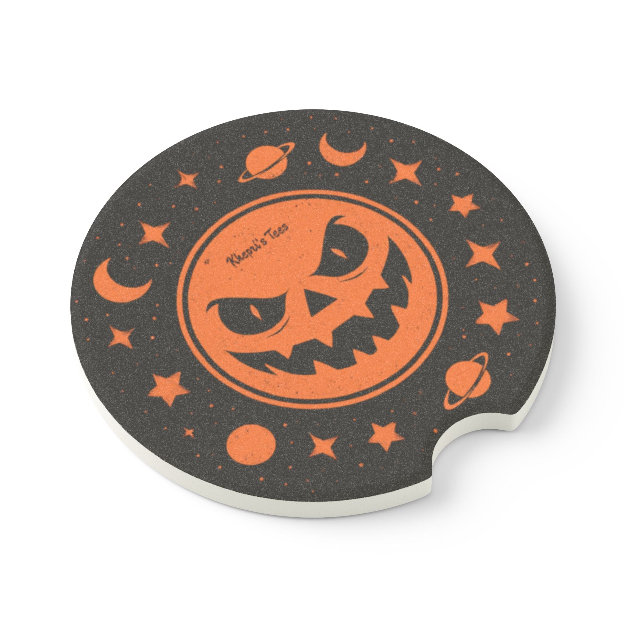 Halloween Soapstone Car Coaster, Pumpkin Car Accessories, Fall Decor, Spooky Gift, Auto Interior Decor