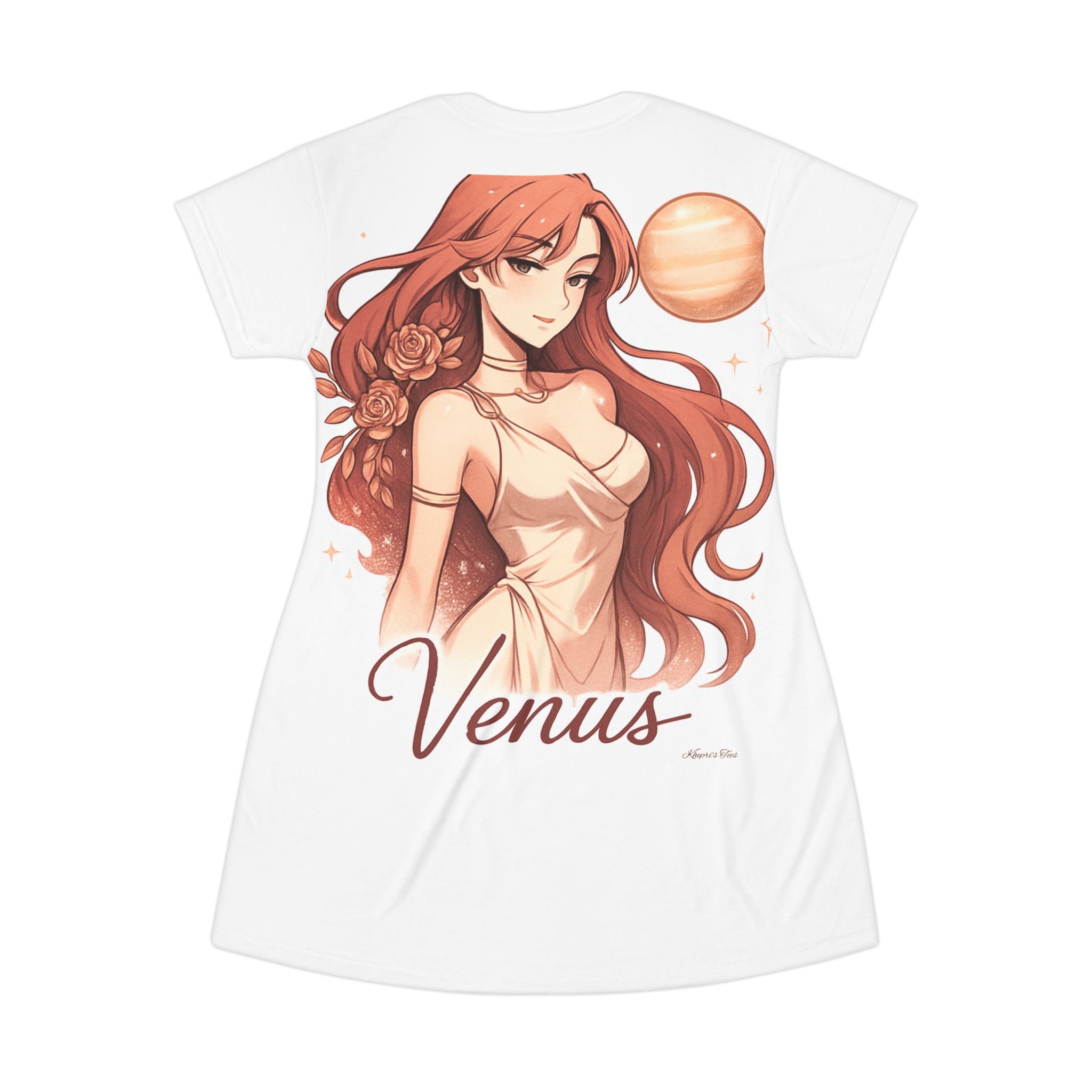 Venus Aphrodite Graphic T-Shirt Dress | Cute Casual Dress, Summer Outfit, Anime Fashion, Gift for Her, Celestial Style