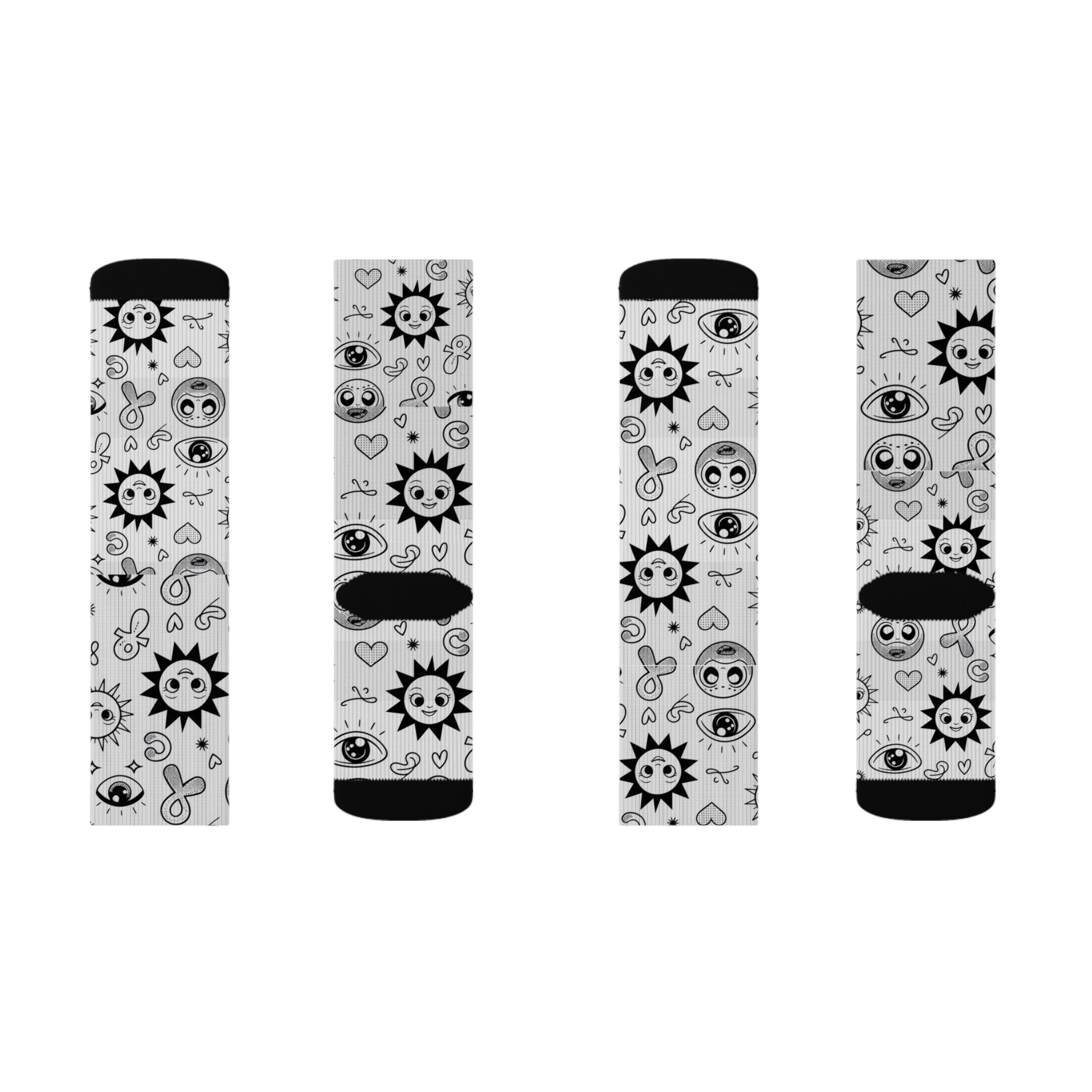 Sun & Eye Sublimation Socks, Unique Patterned Crew Socks for Cozy Vibes, Gift for Friends, Funky Fashion Accessory, Perfect for All [...]