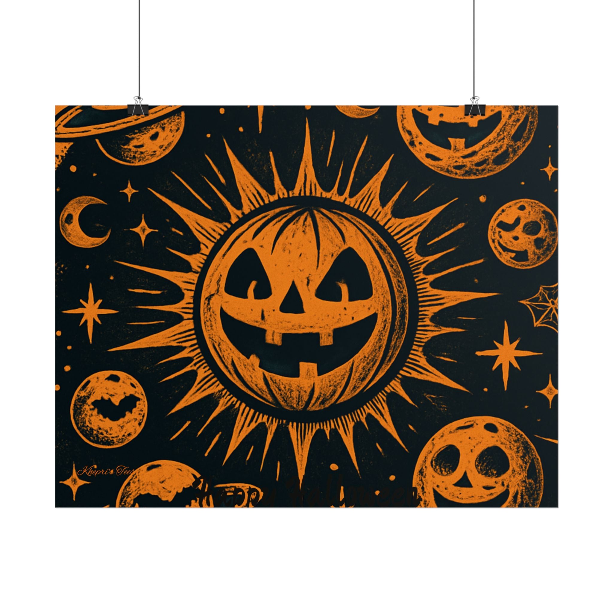 Sun & Friends- Halloween Rolled Poster, Spooky Wall Art, Fall Decor, Trick or Treat Print, Jack-o'-Lantern Home Decor