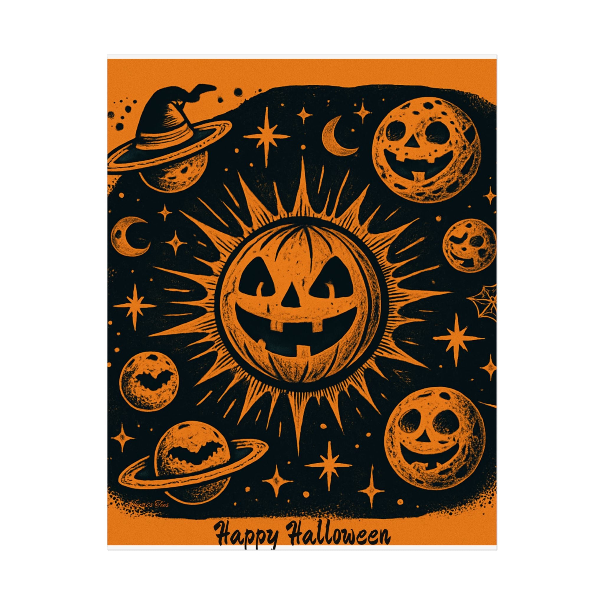 Sun & Friends- Halloween Rolled Poster, Spooky Wall Art, Fall Decor, Trick or Treat Print, Jack-o'-Lantern Home Decor