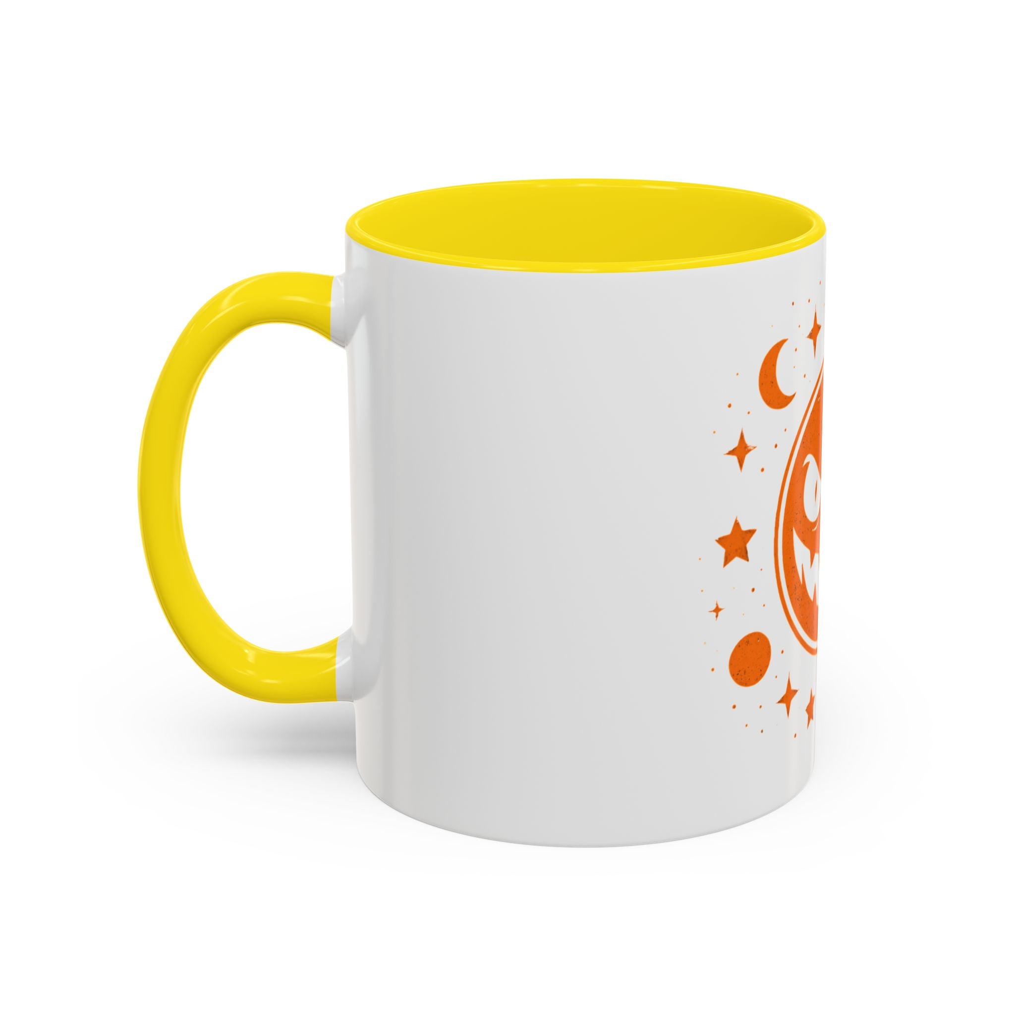 Cosmic Grin Coffee Mug - Fun Space Design, Halloween Gift, Unique Ceramic Mug, Sci-Fi Lover's Drinkware, Planetary Decor