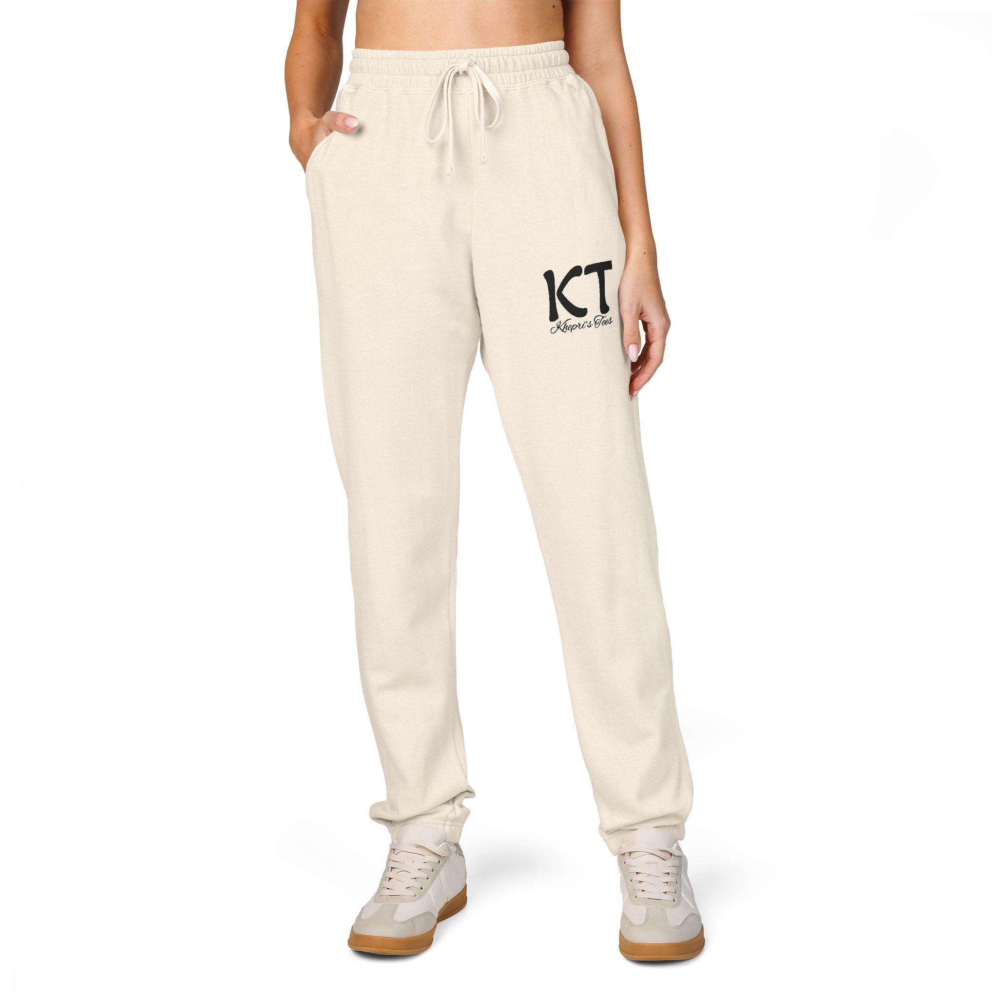 (Black) Comfy Fleece KT Sweatpants for Everyone - Cozy Loungewear, Perfect for Relaxing, Gifts, Travel, Indoor Wear, Khepri's Tees Fashion Pants