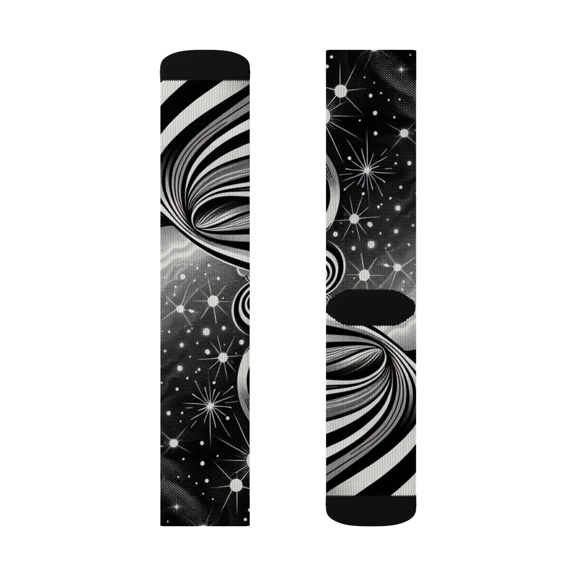 Cosmic Pattern Socks, Unique Sublimation Socks for Astronomers, Gift for Space Lovers, Black and White Starry Design, Stylish [...]