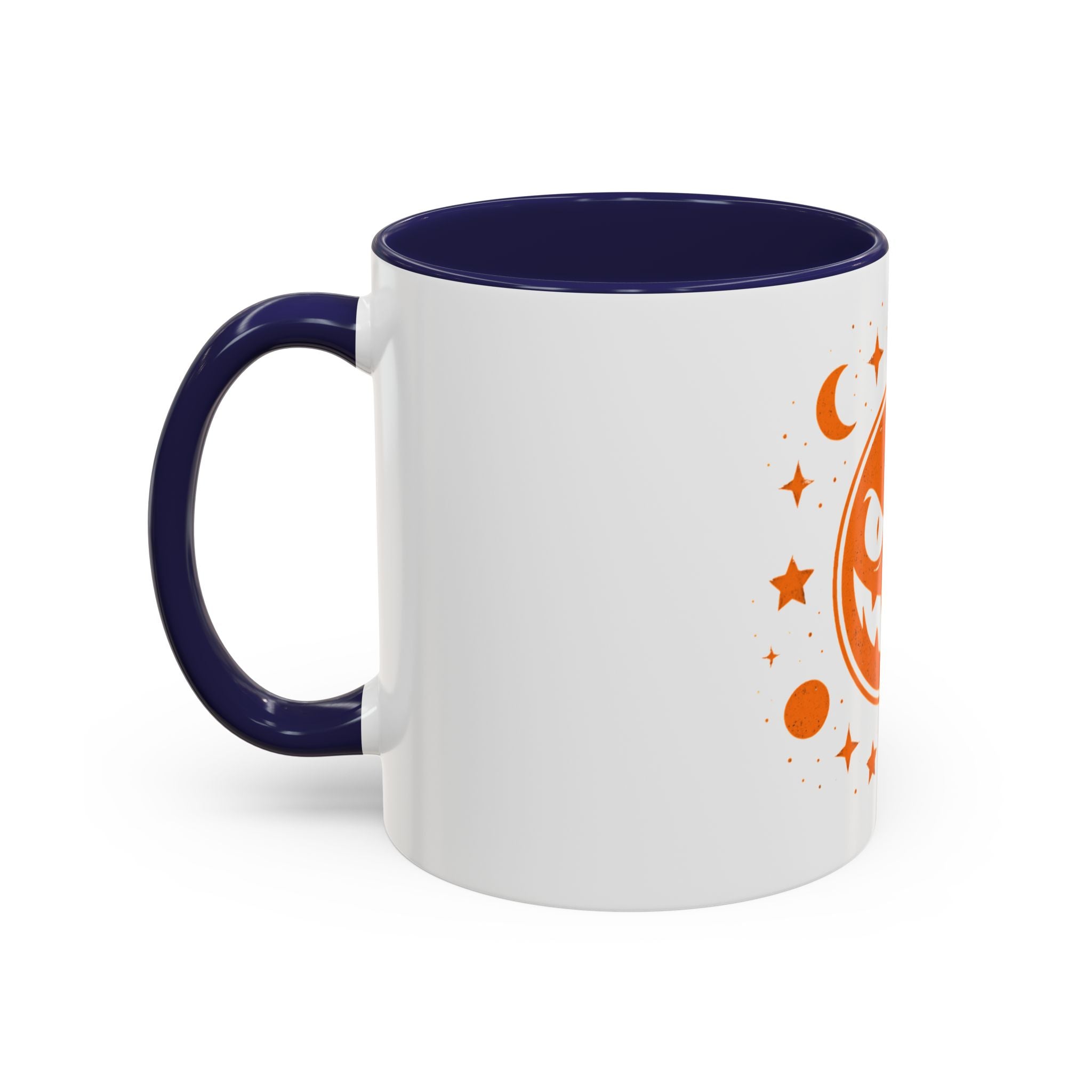 Cosmic Grin Coffee Mug - Fun Space Design, Halloween Gift, Unique Ceramic Mug, Sci-Fi Lover's Drinkware, Planetary Decor