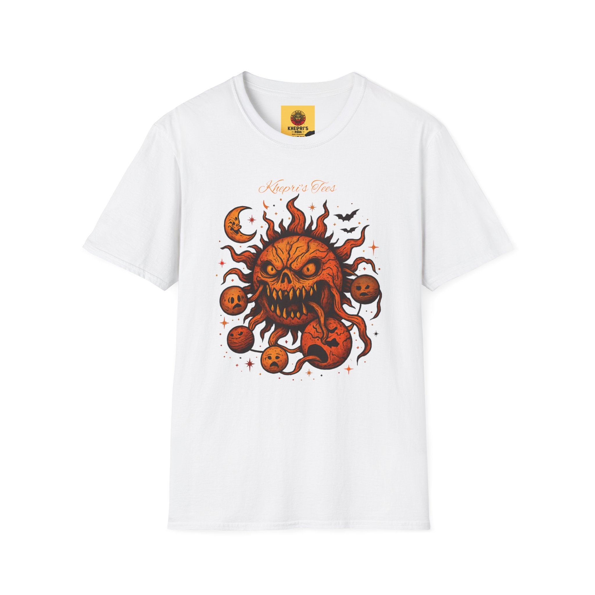 Spooky Sun Graphic T-Shirt, Halloween Shirt, Unisex Softstyle Tee, Autumn Fashion, Trendy Graphic Tee