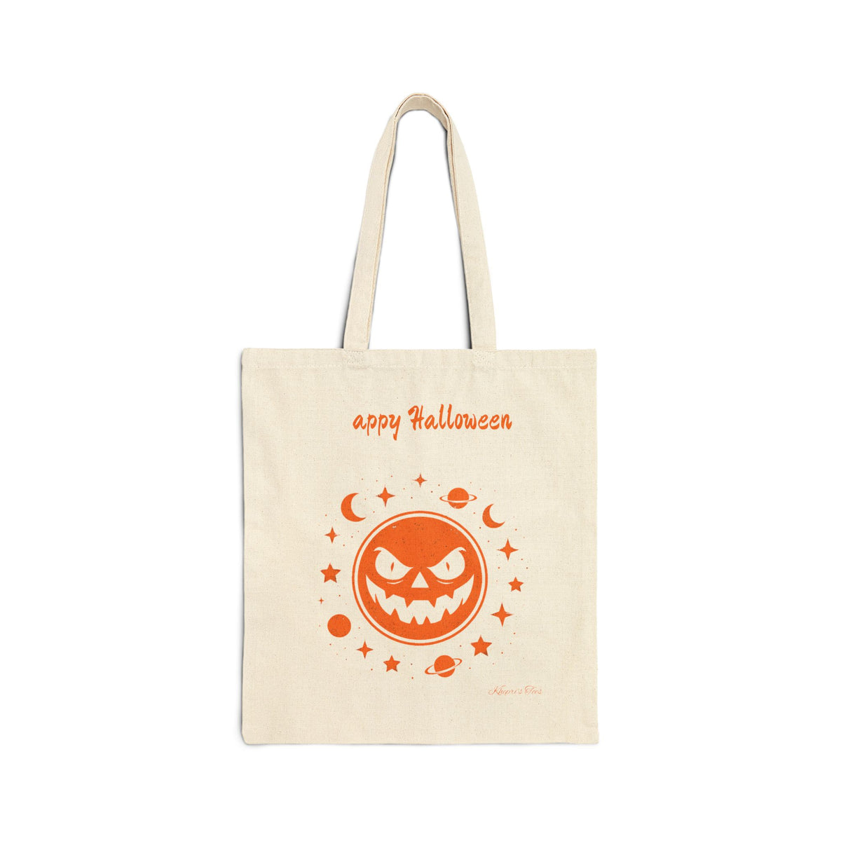 Halloween Cotton Canvas Tote Bag, Trick or Treat Bag, Eco-Friendly Candy Bag Reusable Shopping Tote, Fall Festive Bag, Cute Pumpkin Design