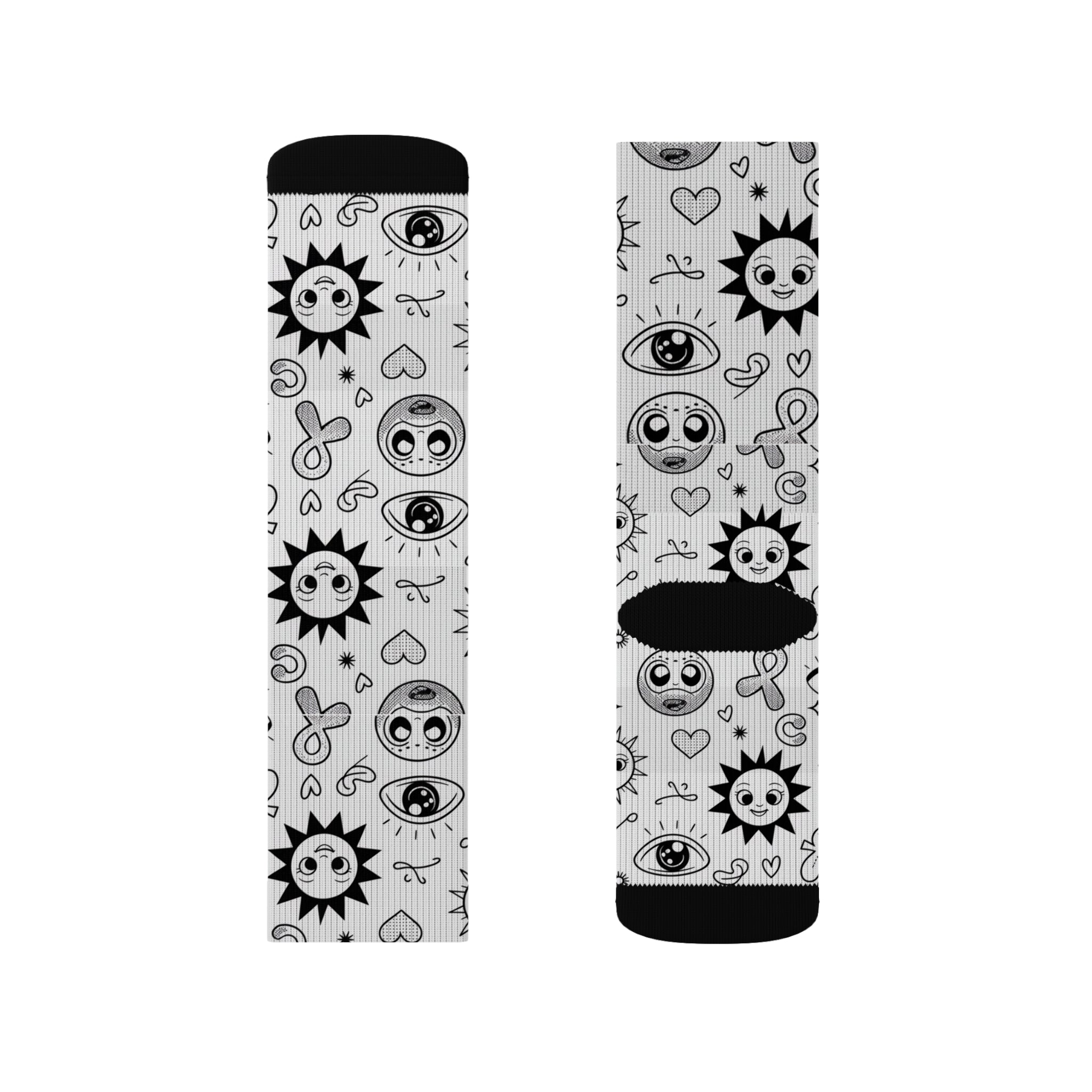 Sun & Eye Sublimation Socks, Unique Patterned Crew Socks for Cozy Vibes, Gift for Friends, Funky Fashion Accessory, Perfect for All [...]