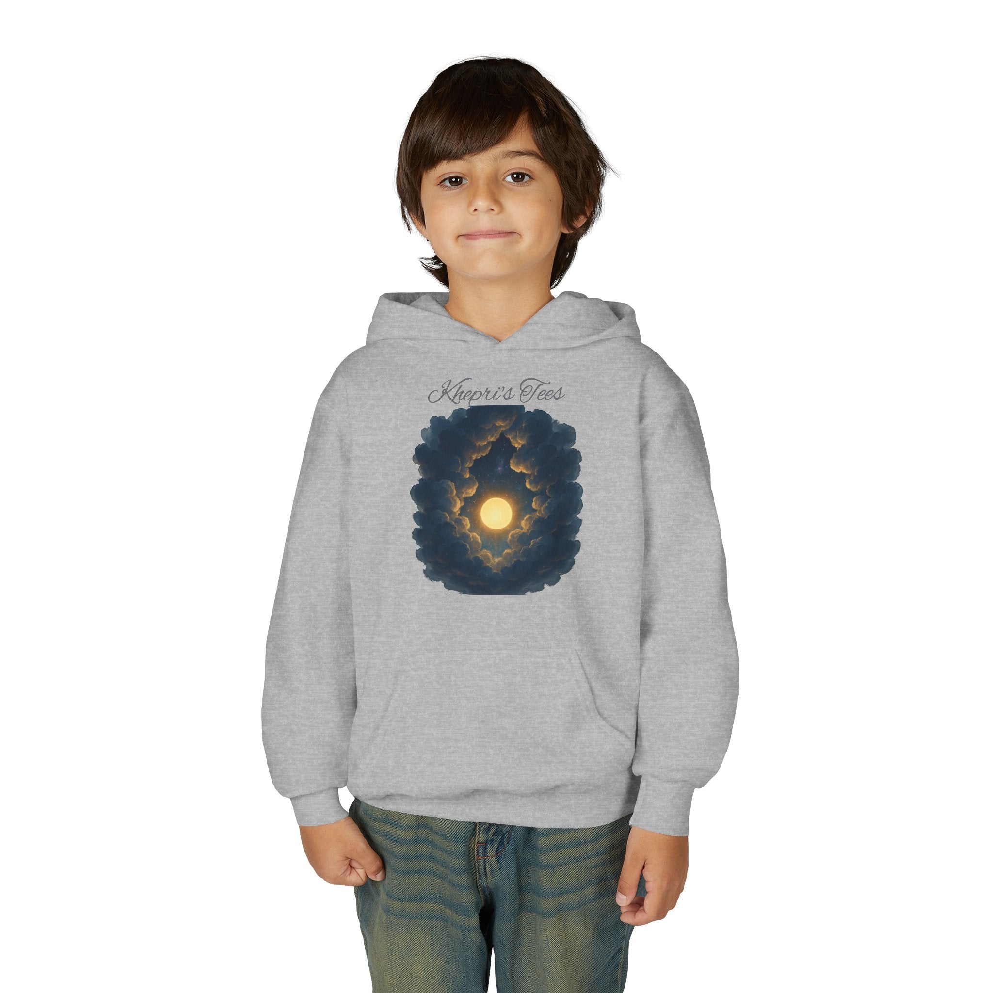 Youth Celestial Hoodie - Cozy, Inspirational, Gift for Teens, Unisex Sweatshirt, Moon Cloud Design, Birthday, Holiday
