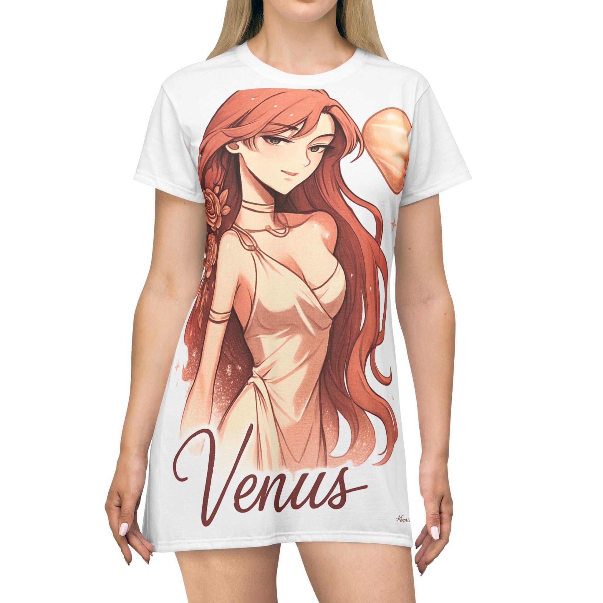 Venus Aphrodite Graphic T-Shirt Dress | Cute Casual Dress, Summer Outfit, Anime Fashion, Gift for Her, Celestial Style