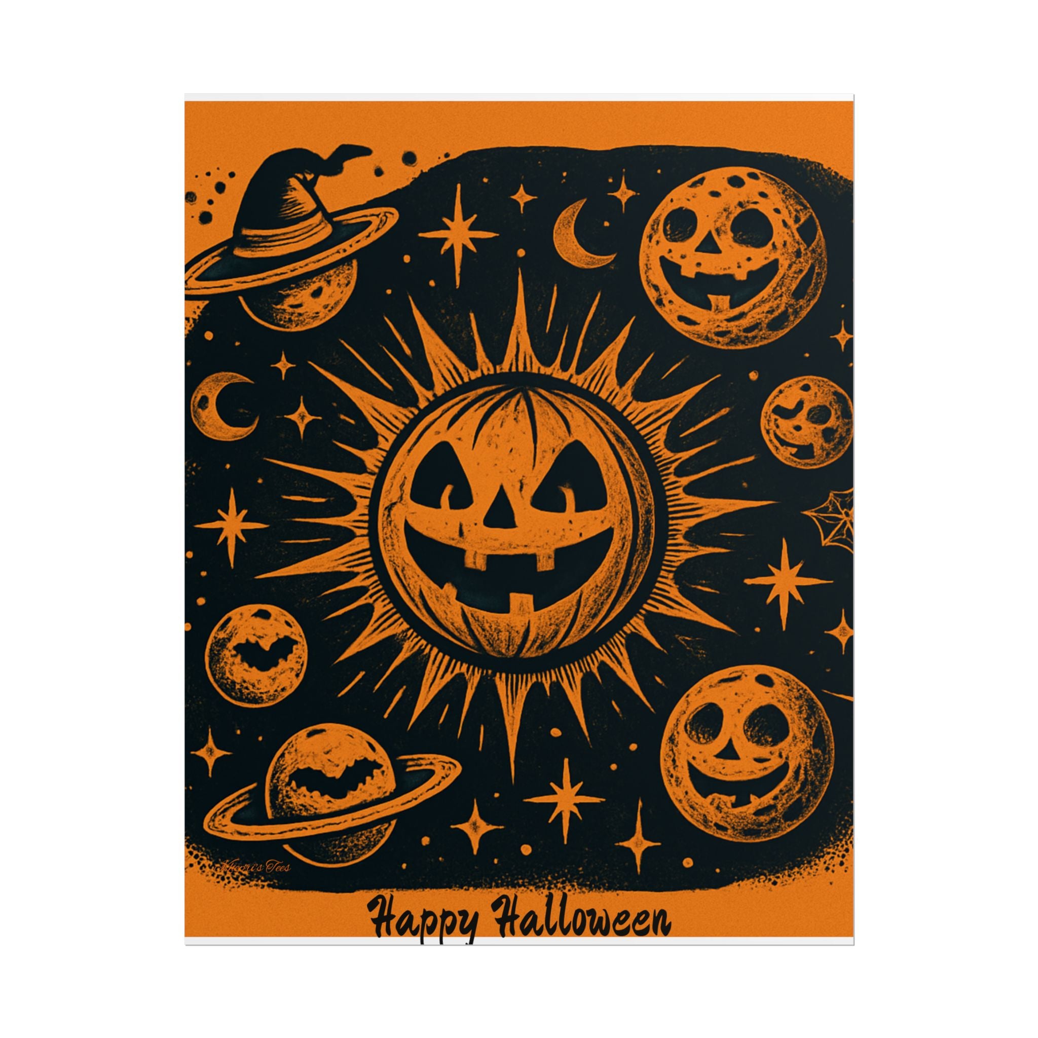 Sun & Friends- Halloween Rolled Poster, Spooky Wall Art, Fall Decor, Trick or Treat Print, Jack-o'-Lantern Home Decor