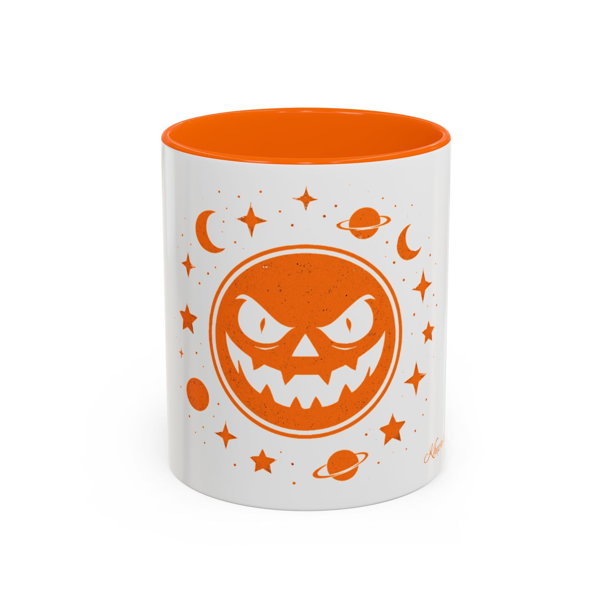 Cosmic Grin Coffee Mug - Fun Space Design, Halloween Gift, Unique Ceramic Mug, Sci-Fi Lover's Drinkware, Planetary Decor