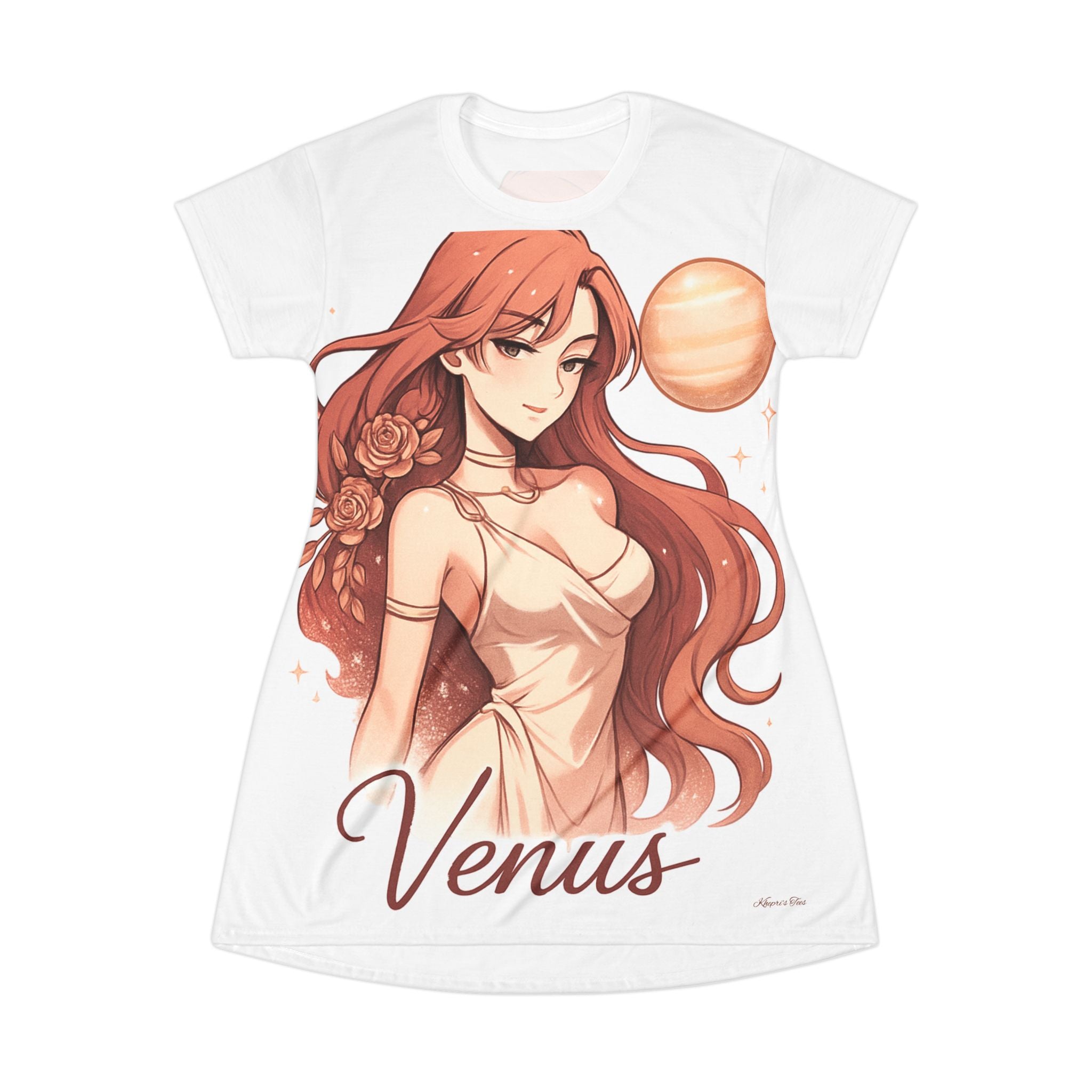 Venus Aphrodite Graphic T-Shirt Dress | Cute Casual Dress, Summer Outfit, Anime Fashion, Gift for Her, Celestial Style