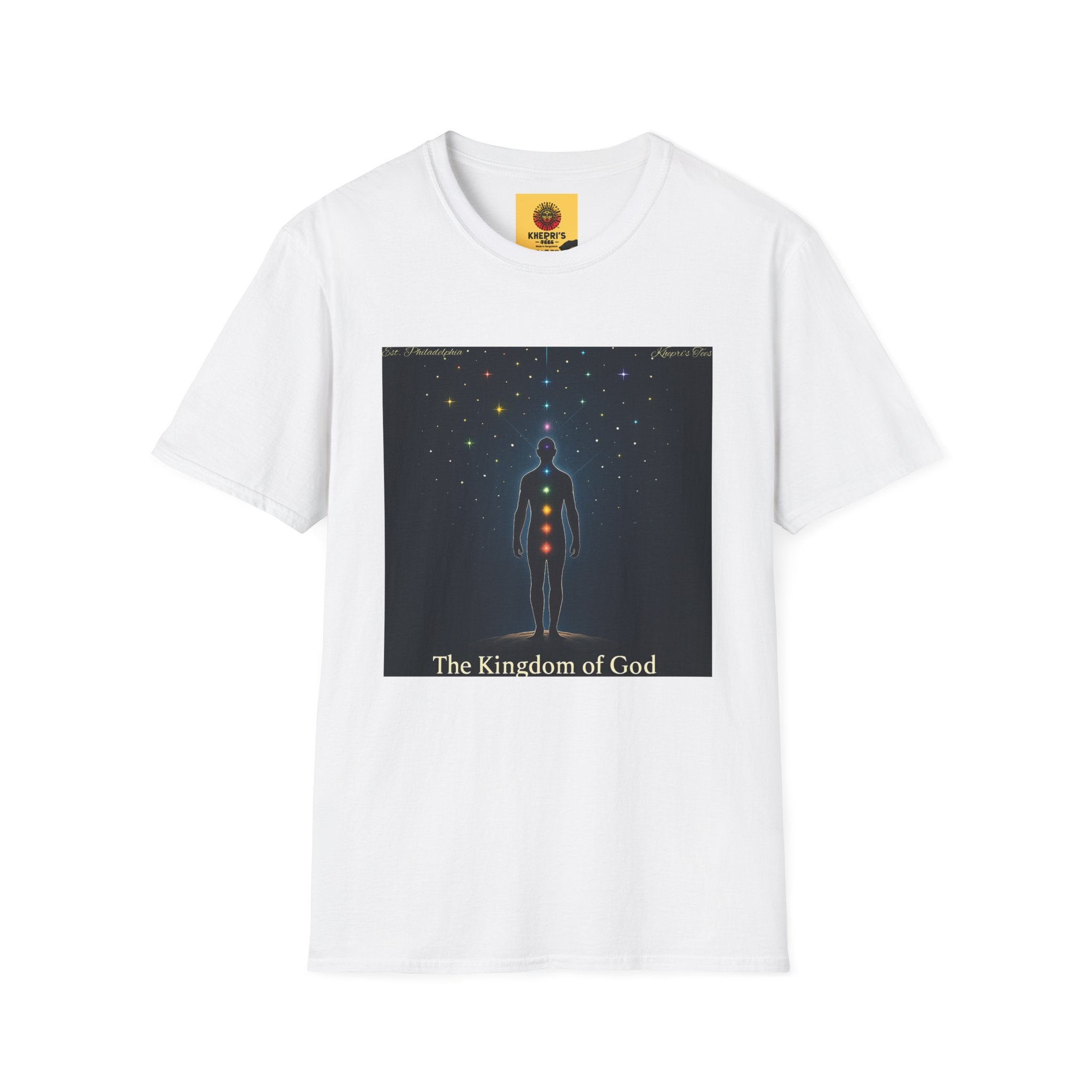 The Kingdom of God Chakra Design | Luke 17:21 | Spiritual Unisex T-Shirt | Comfortable Graphic Tee for Meditation, Yoga, Spirituality, Gifts