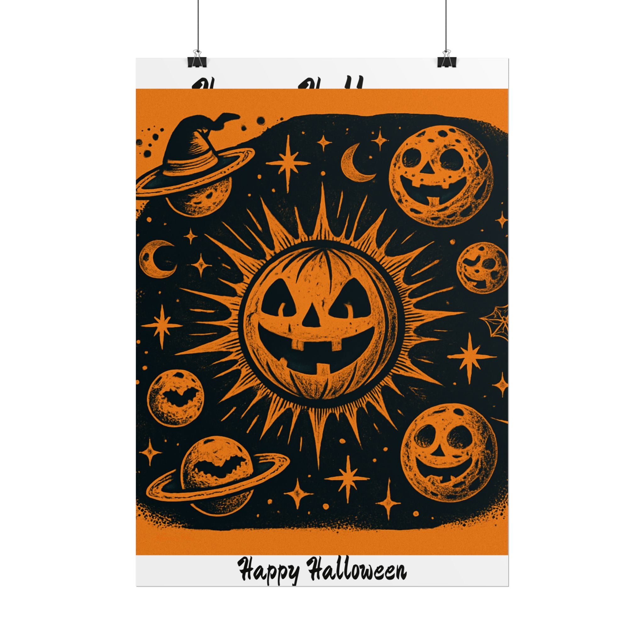 Sun & Friends- Halloween Rolled Poster, Spooky Wall Art, Fall Decor, Trick or Treat Print, Jack-o'-Lantern Home Decor