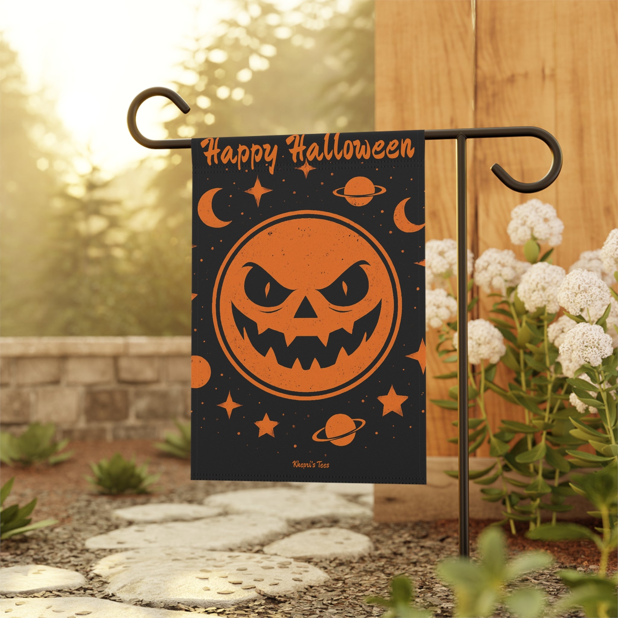 Halloween Garden Banner, Spooky Outdoor Decor, Happy Halloween Flag, Fall Decorations, Garden Stake, Seasonal Yard Art