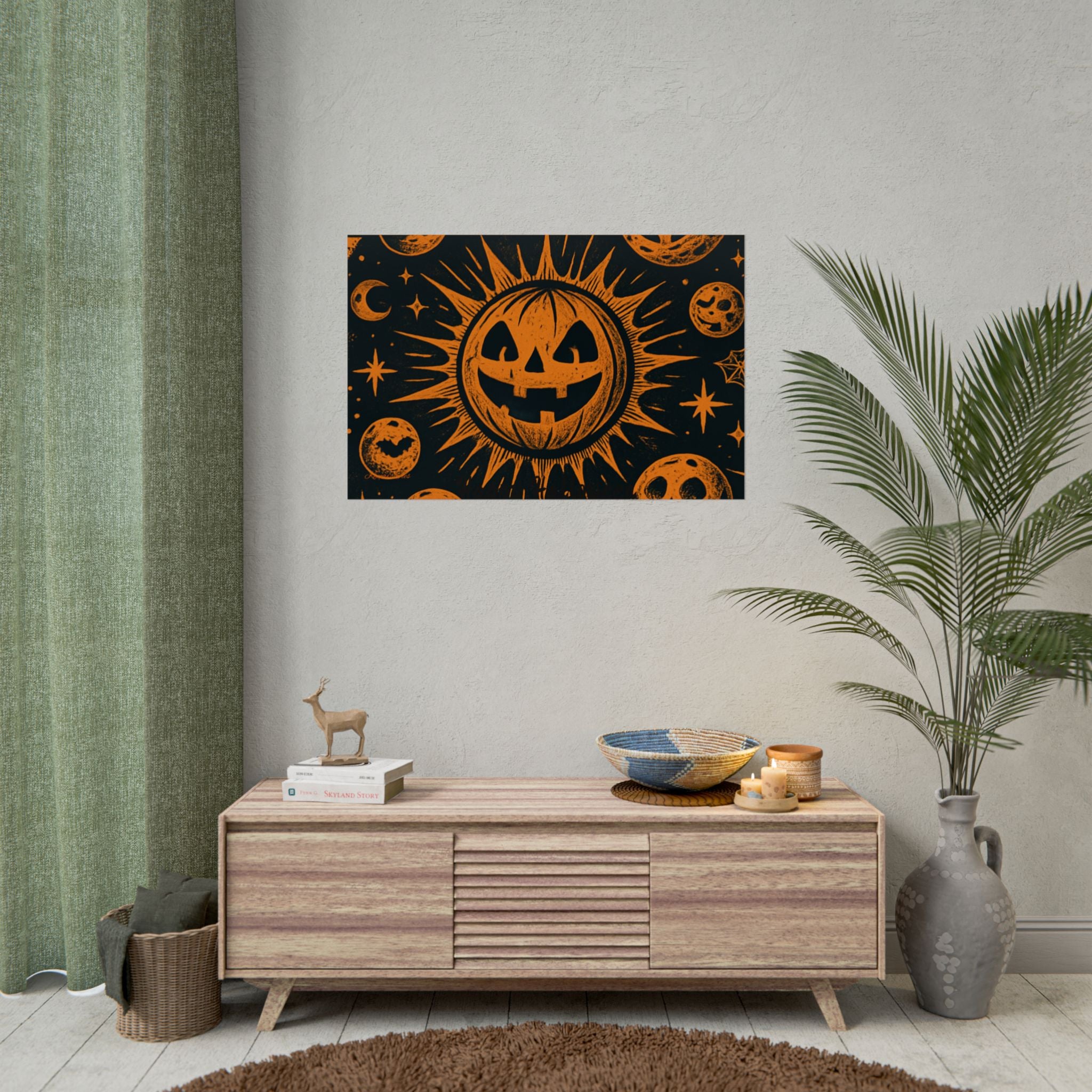 Sun & Friends- Halloween Rolled Poster, Spooky Wall Art, Fall Decor, Trick or Treat Print, Jack-o'-Lantern Home Decor