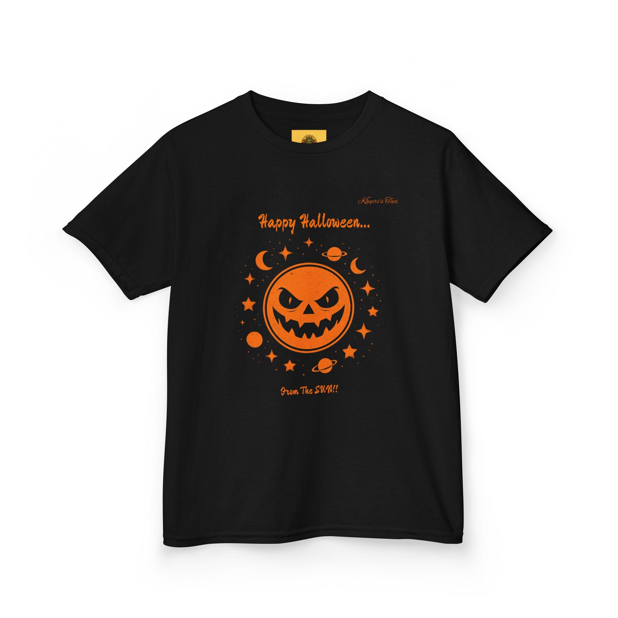 Scary Sun Halloween Kids T-Shirt with Spooky Design, Funny Tee, Planets, Sun, Pumpkin Shirt, Seasonal Apparel, Gift for Kids
