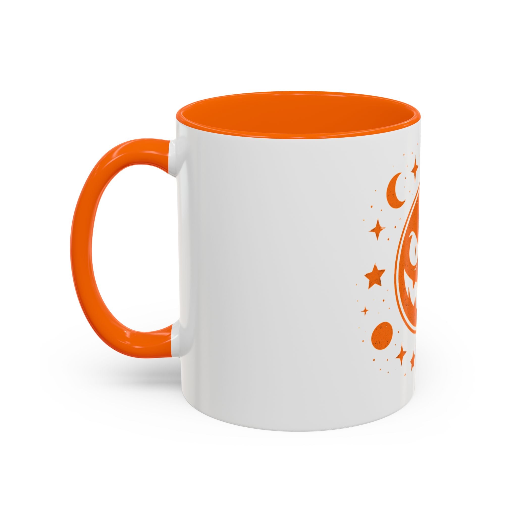 Cosmic Grin Coffee Mug - Fun Space Design, Halloween Gift, Unique Ceramic Mug, Sci-Fi Lover's Drinkware, Planetary Decor