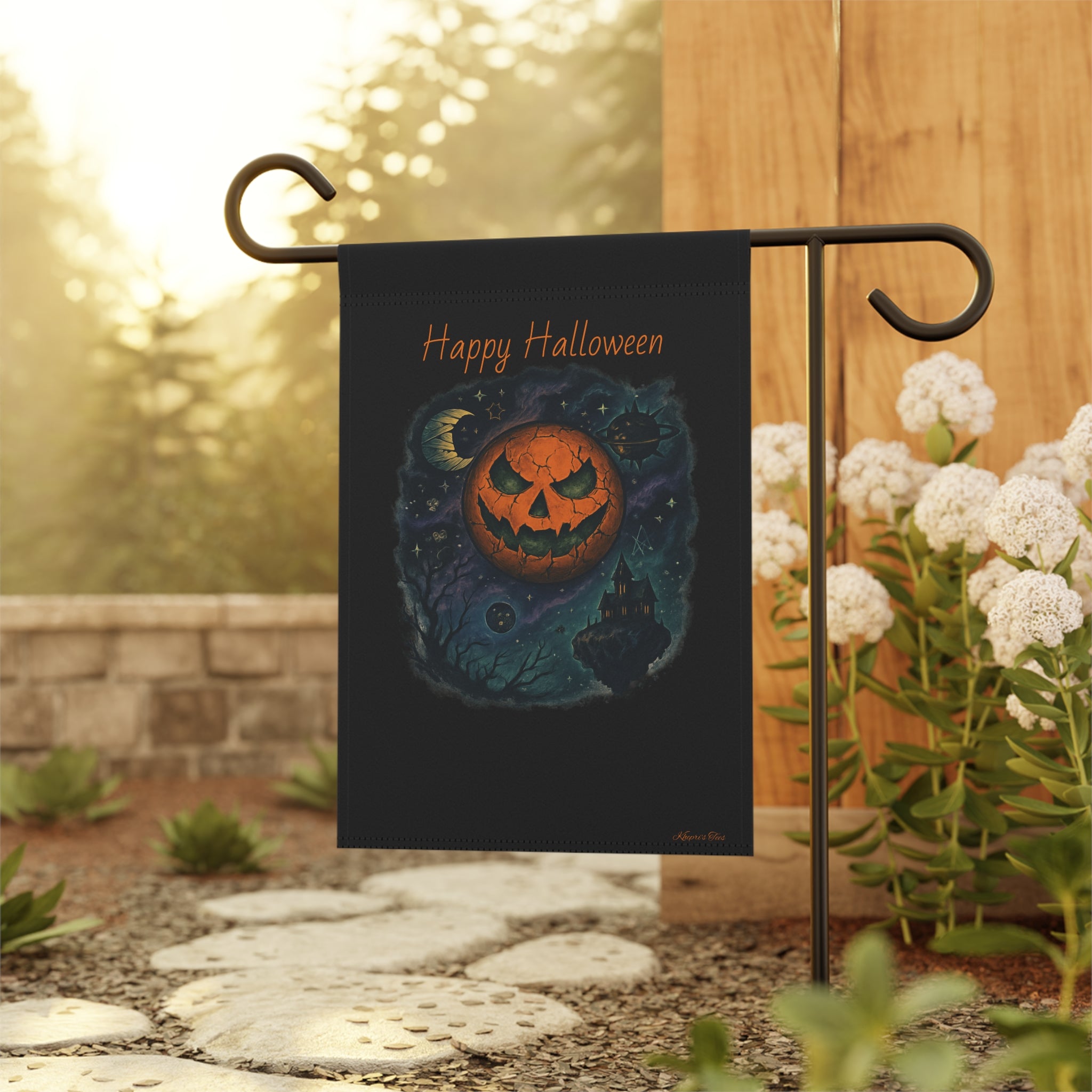 Pumpkin Sun, Mummy Moon-Halloween Garden Banner, Spooky Sun, Outdoor Decor, Happy Halloween Flag, Fall Decorations, Garden Stake, Seasonal Yard Art