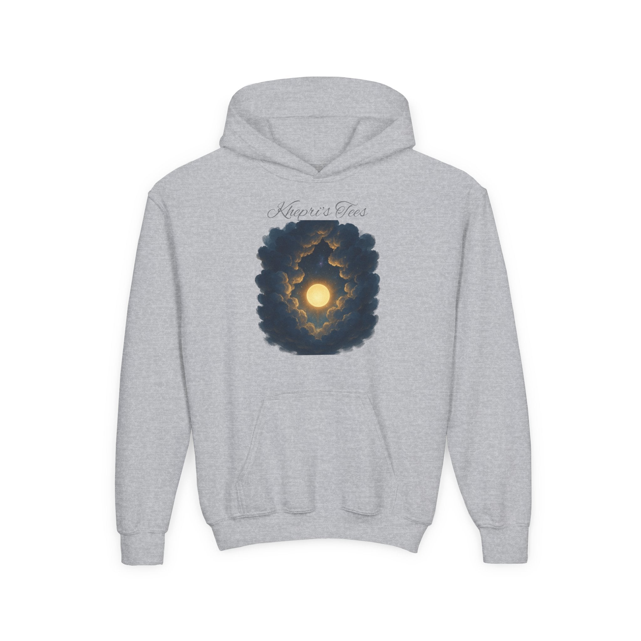 Youth Celestial Hoodie - Cozy, Inspirational, Gift for Teens, Unisex Sweatshirt, Moon Cloud Design, Birthday, Holiday