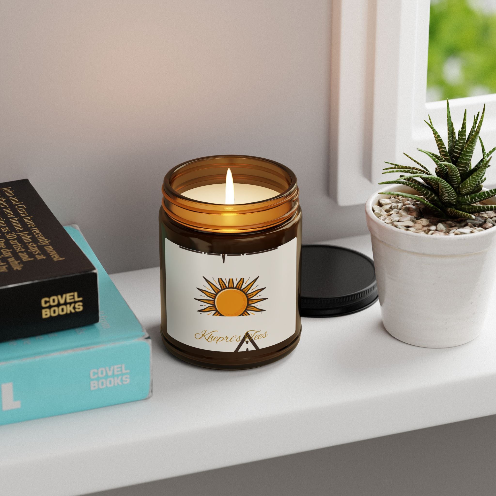 Soy Candle — Amber Jar with Sunflower Logo (Scented, Multi-Size)