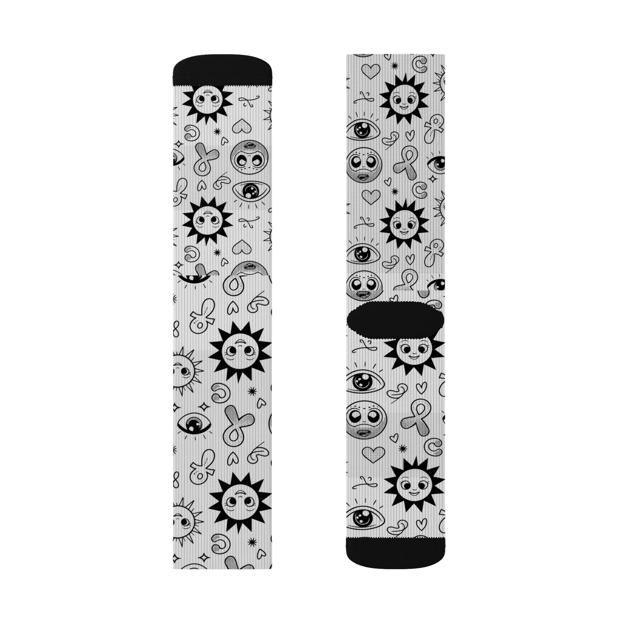 Sun & Eye Sublimation Socks, Unique Patterned Crew Socks for Cozy Vibes, Gift for Friends, Funky Fashion Accessory, Perfect for All [...]