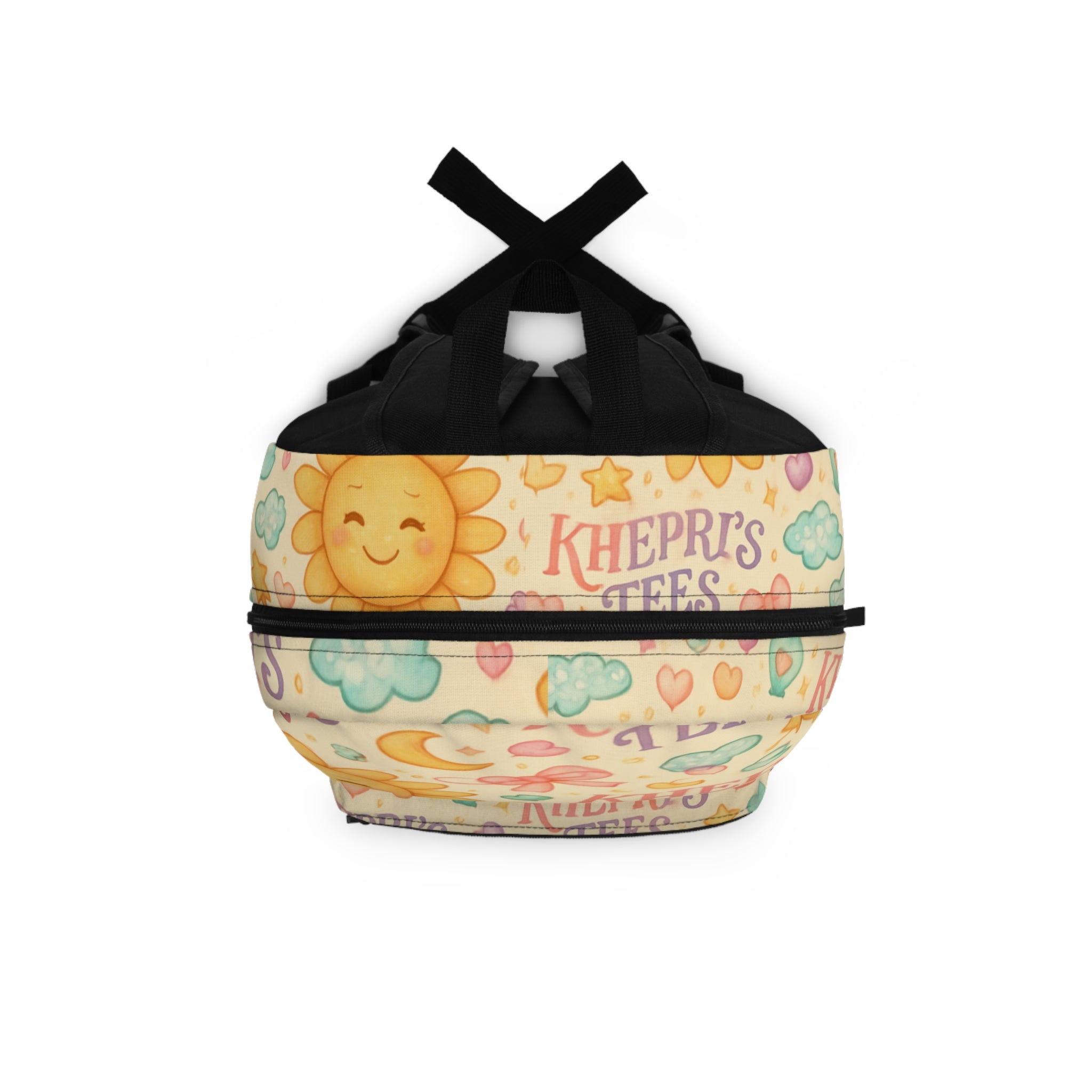 Girls Cute Sun-flower Backpack — Pastel Smiley Sun & Clouds Kids School Bag