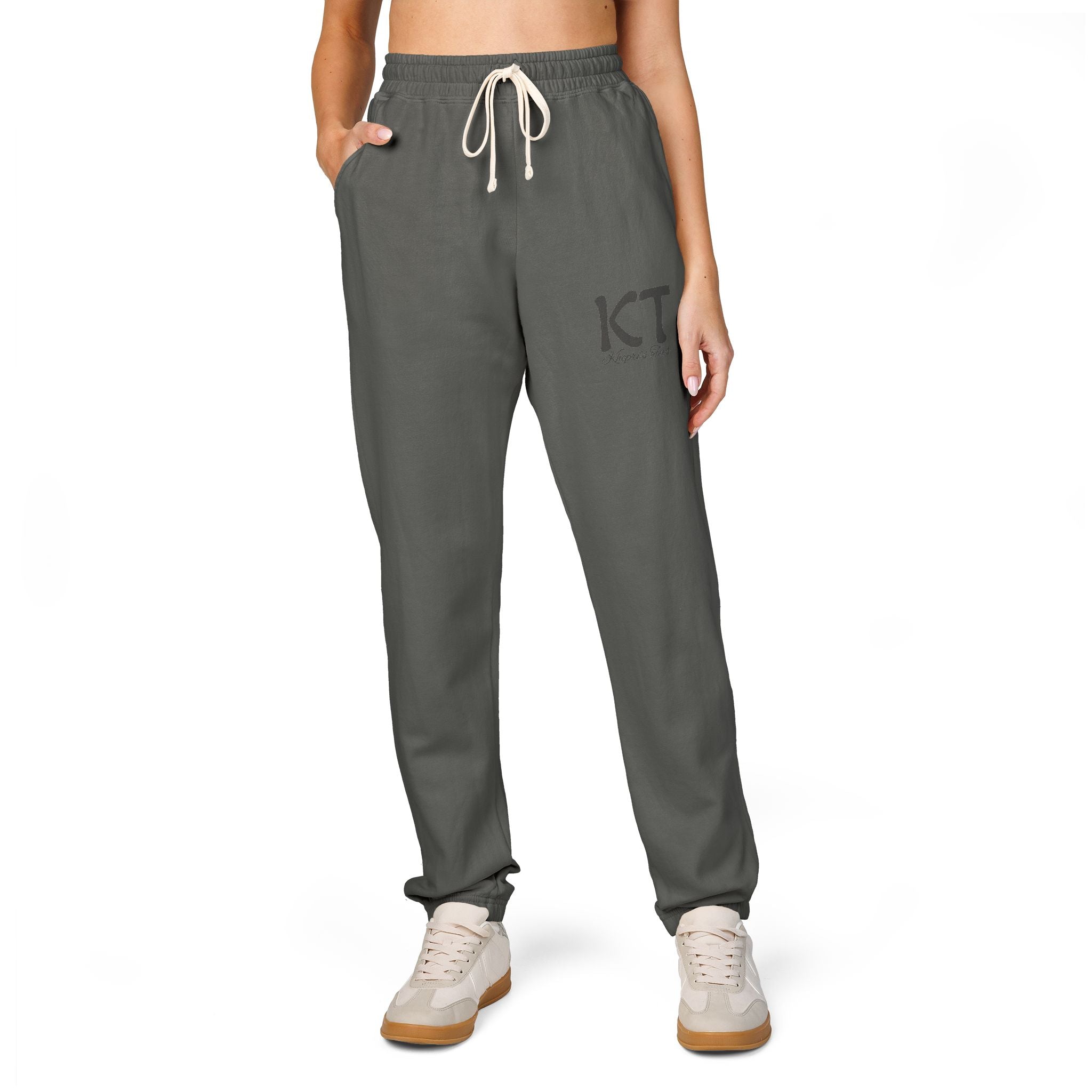 (Black) Comfy Fleece KT Sweatpants for Everyone - Cozy Loungewear, Perfect for Relaxing, Gifts, Travel, Indoor Wear, Khepri's Tees Fashion Pants