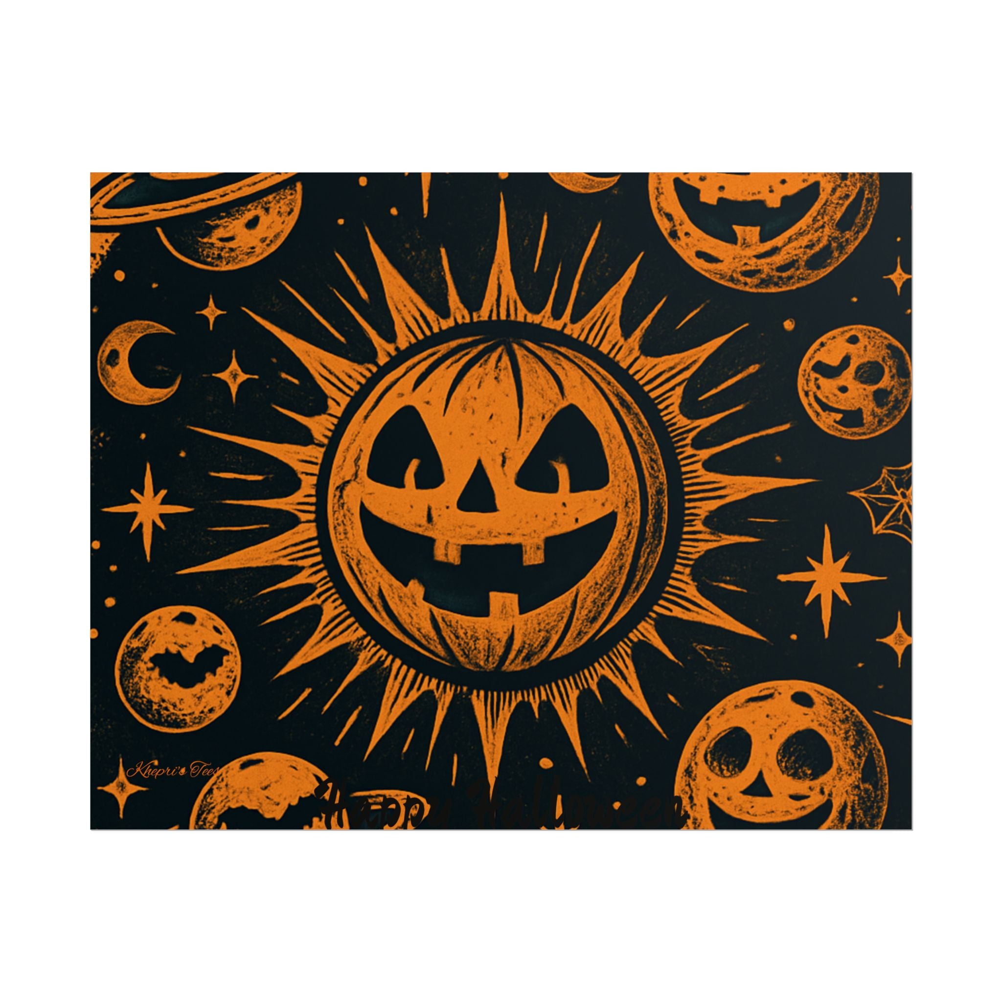 Sun & Friends- Halloween Rolled Poster, Spooky Wall Art, Fall Decor, Trick or Treat Print, Jack-o'-Lantern Home Decor