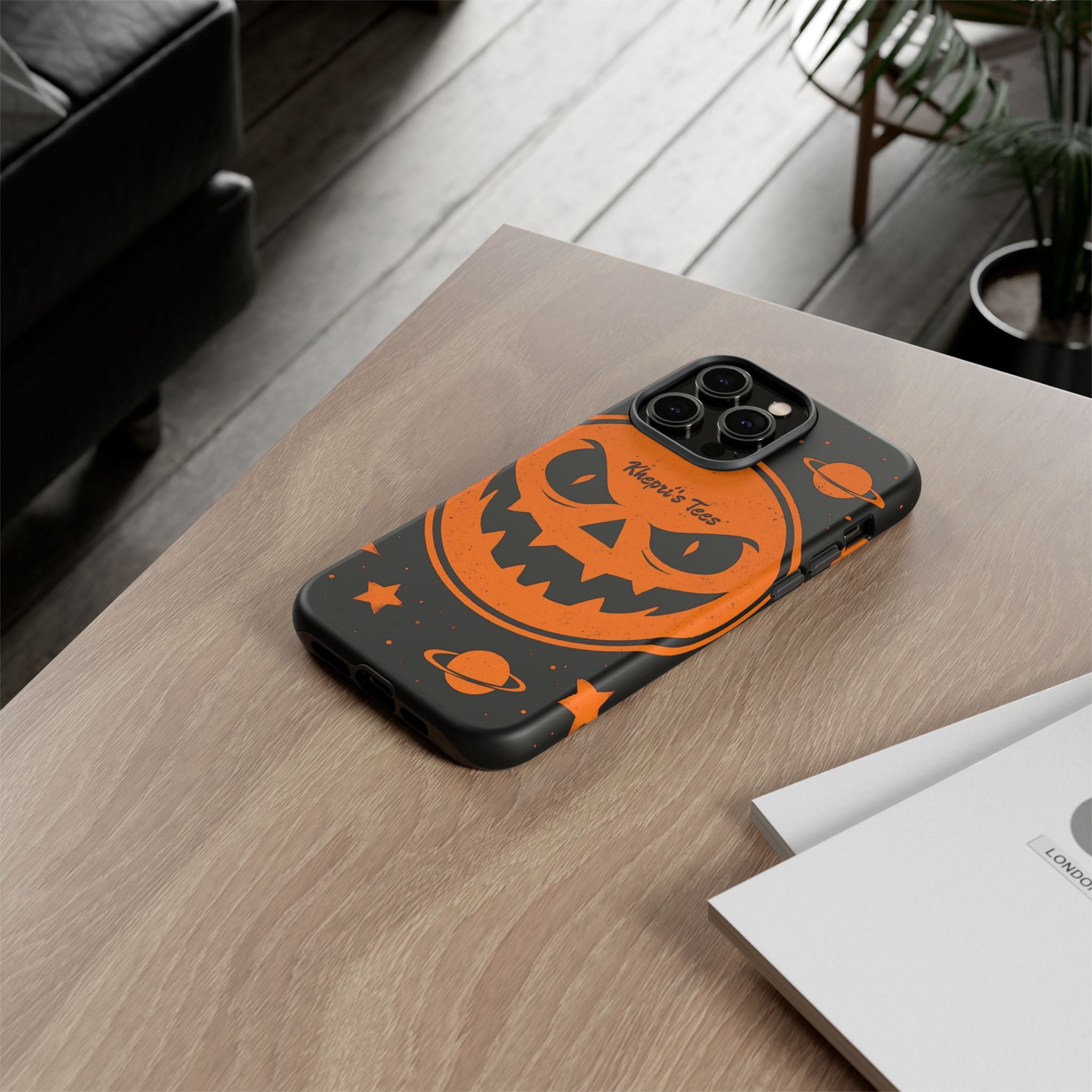 Halloween Monster Sun Phone Case, Spooky Cell Phone Cover, Tough Case for Halloween Lovers, Galaxy Print Phone Accessory, Kids & Adults Gift