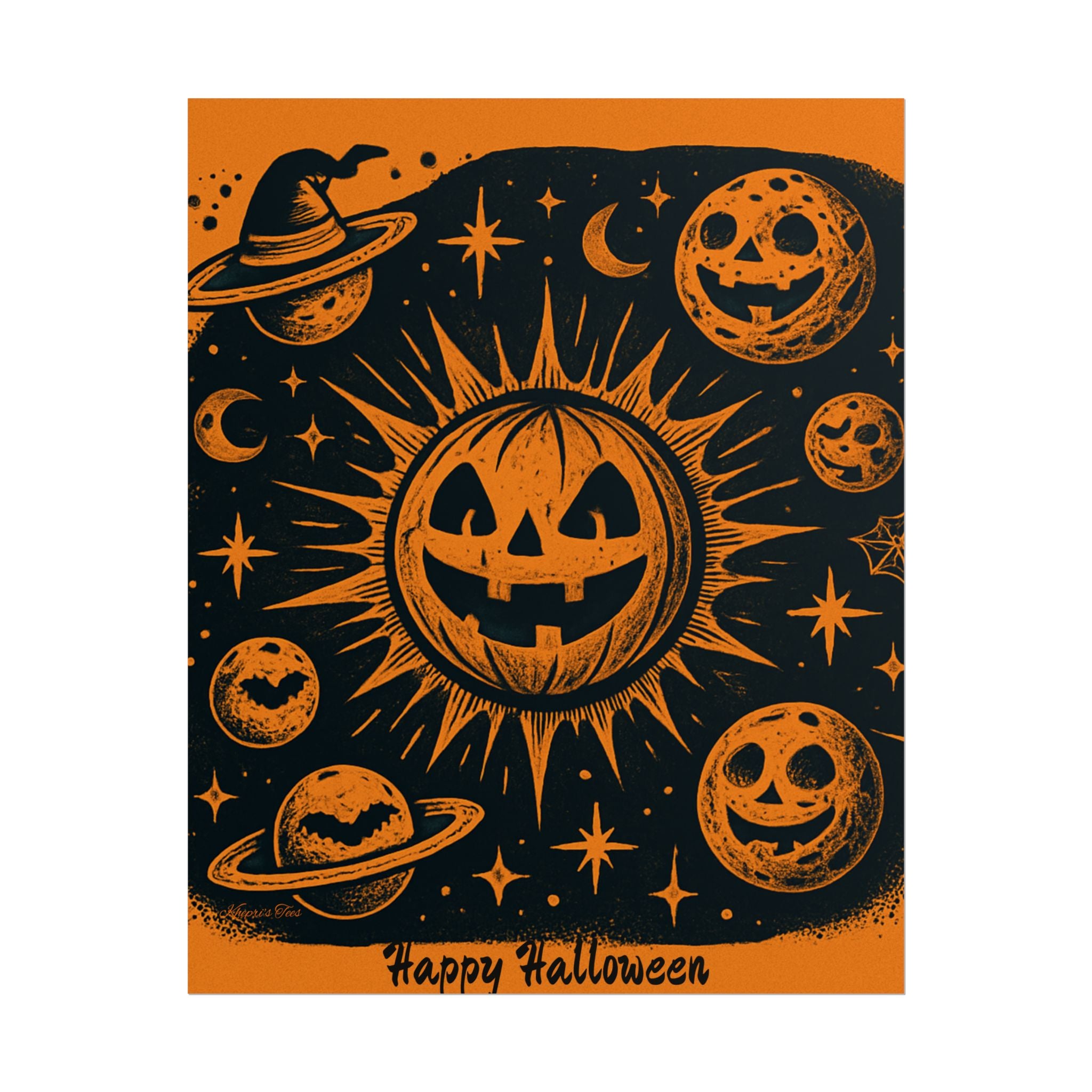 Sun & Friends- Halloween Rolled Poster, Spooky Wall Art, Fall Decor, Trick or Treat Print, Jack-o'-Lantern Home Decor