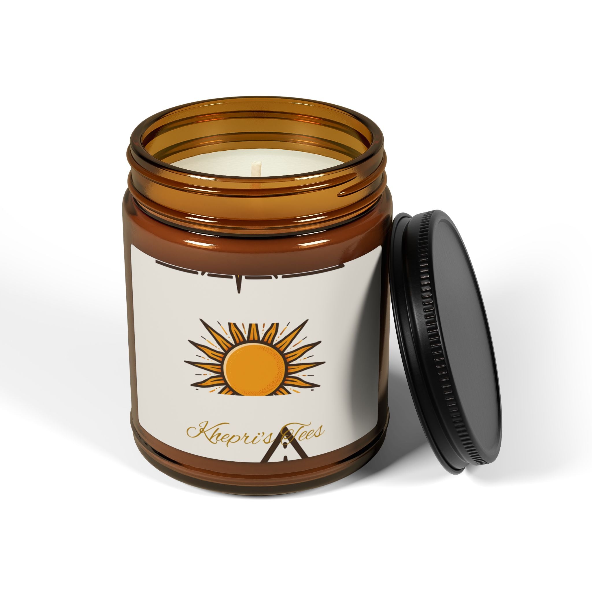Soy Candle — Amber Jar with Sunflower Logo (Scented, Multi-Size)