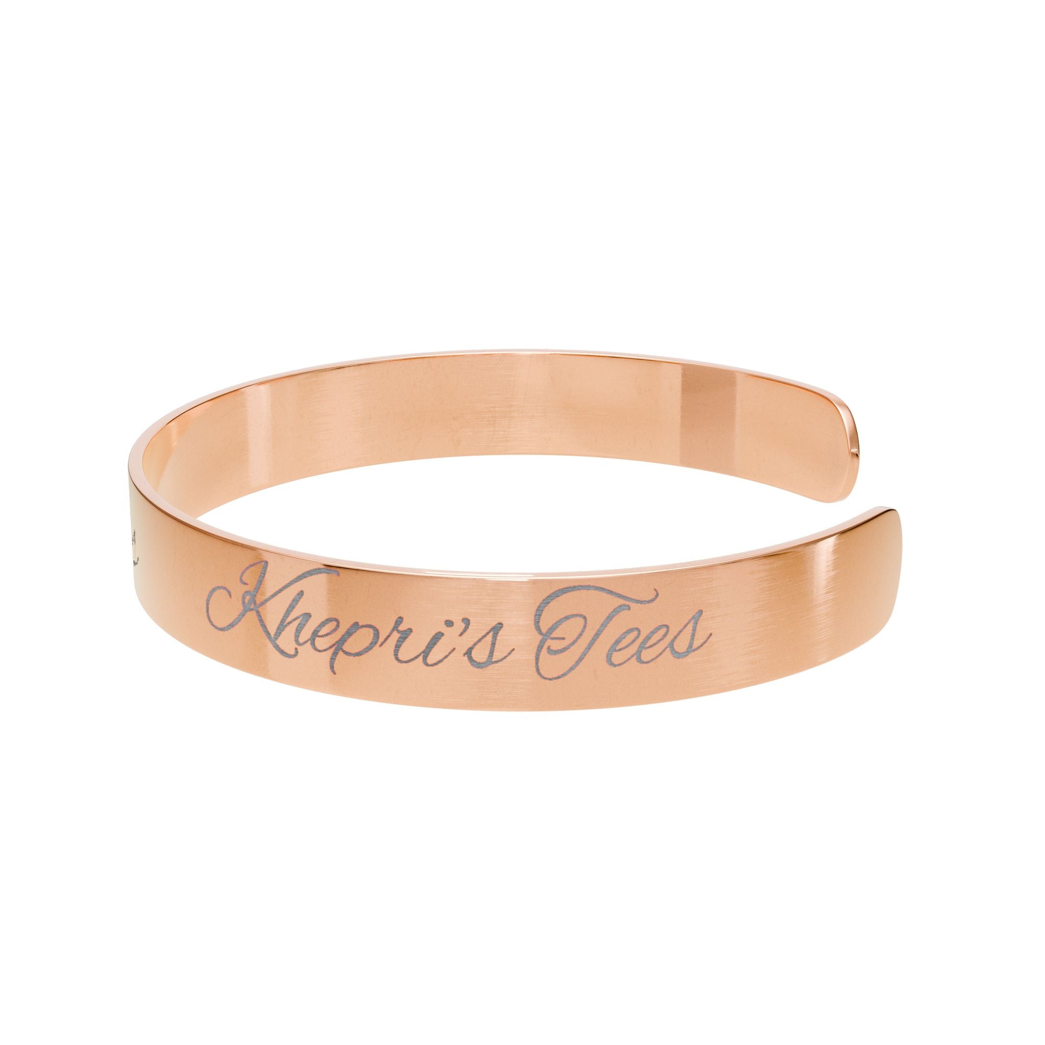 Khepri's Tees Engraved Rose Gold Cuff Bracelet