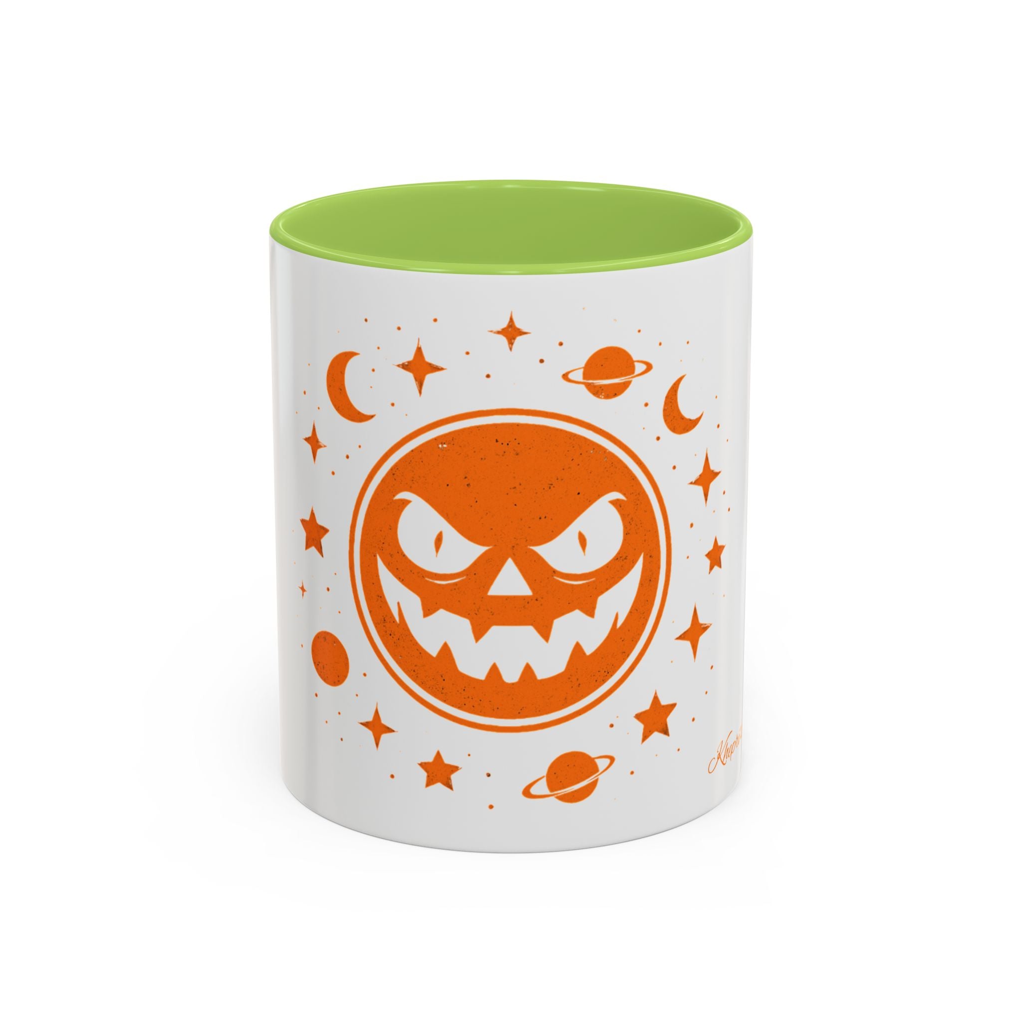 Cosmic Grin Coffee Mug - Fun Space Design, Halloween Gift, Unique Ceramic Mug, Sci-Fi Lover's Drinkware, Planetary Decor
