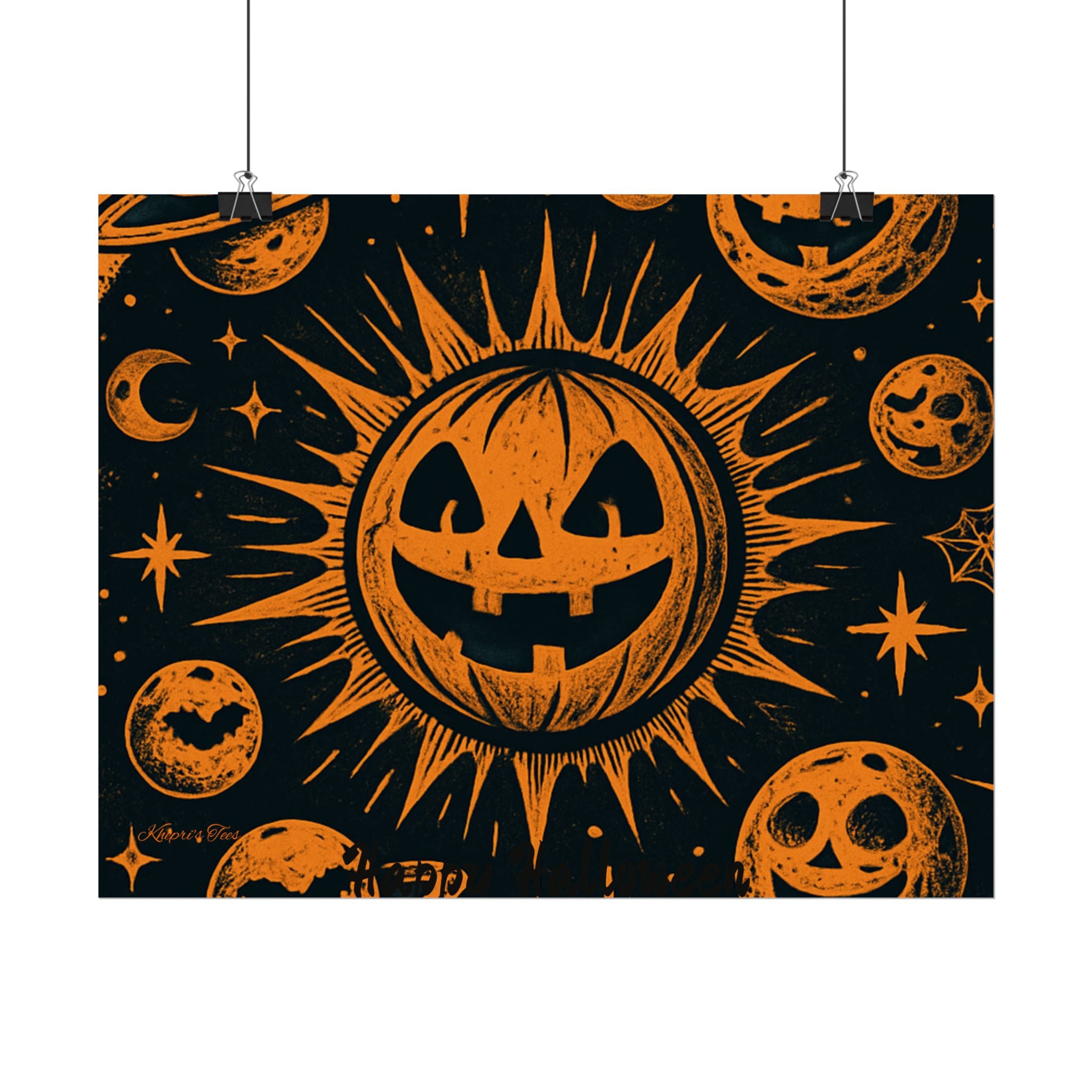Sun & Friends- Halloween Rolled Poster, Spooky Wall Art, Fall Decor, Trick or Treat Print, Jack-o'-Lantern Home Decor