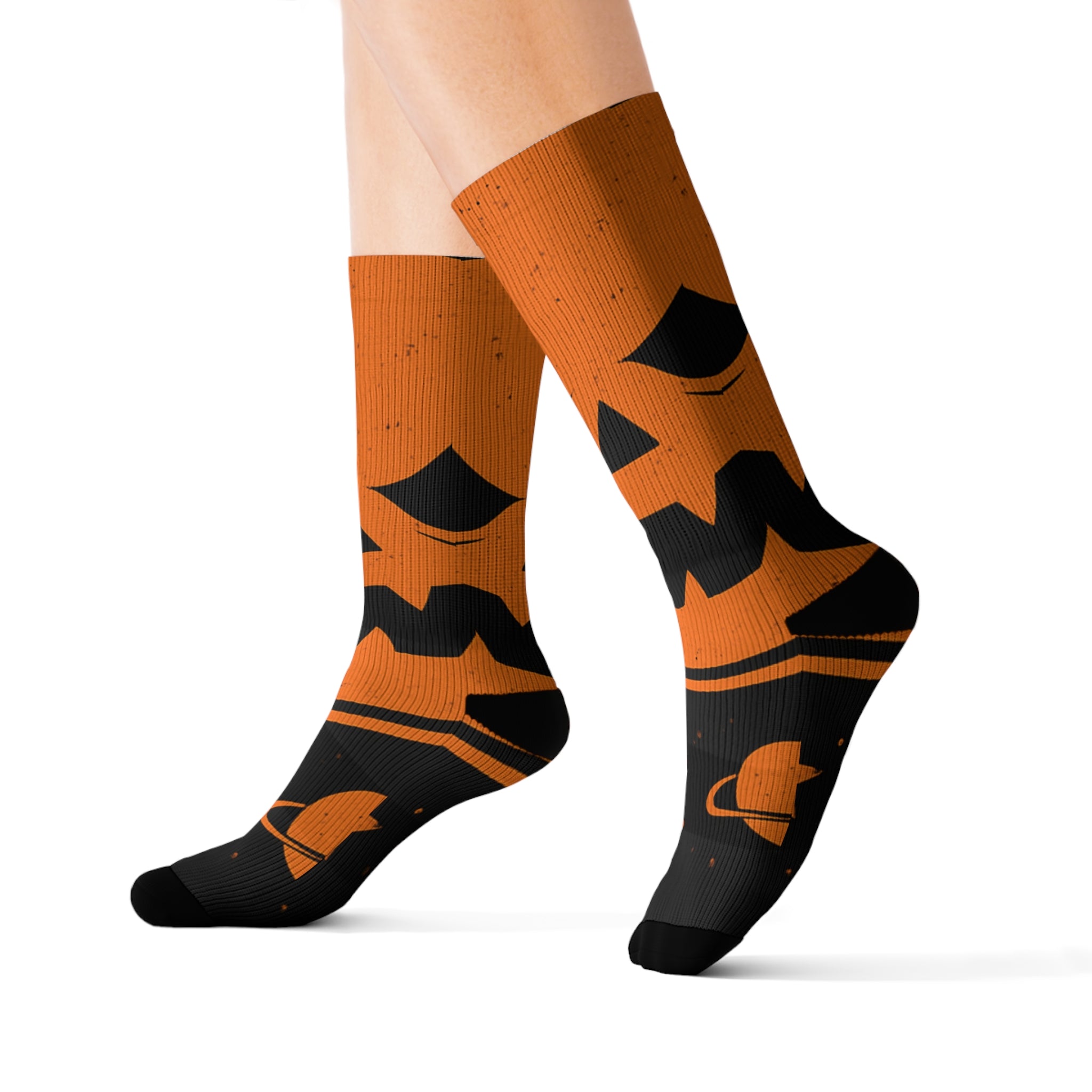 Halloween-Themed Sublimation Socks, Spooky Gift for Fall Festivals, Unique Autumn Accessories, Pumpkin Patterned Socks, Halloween [...]