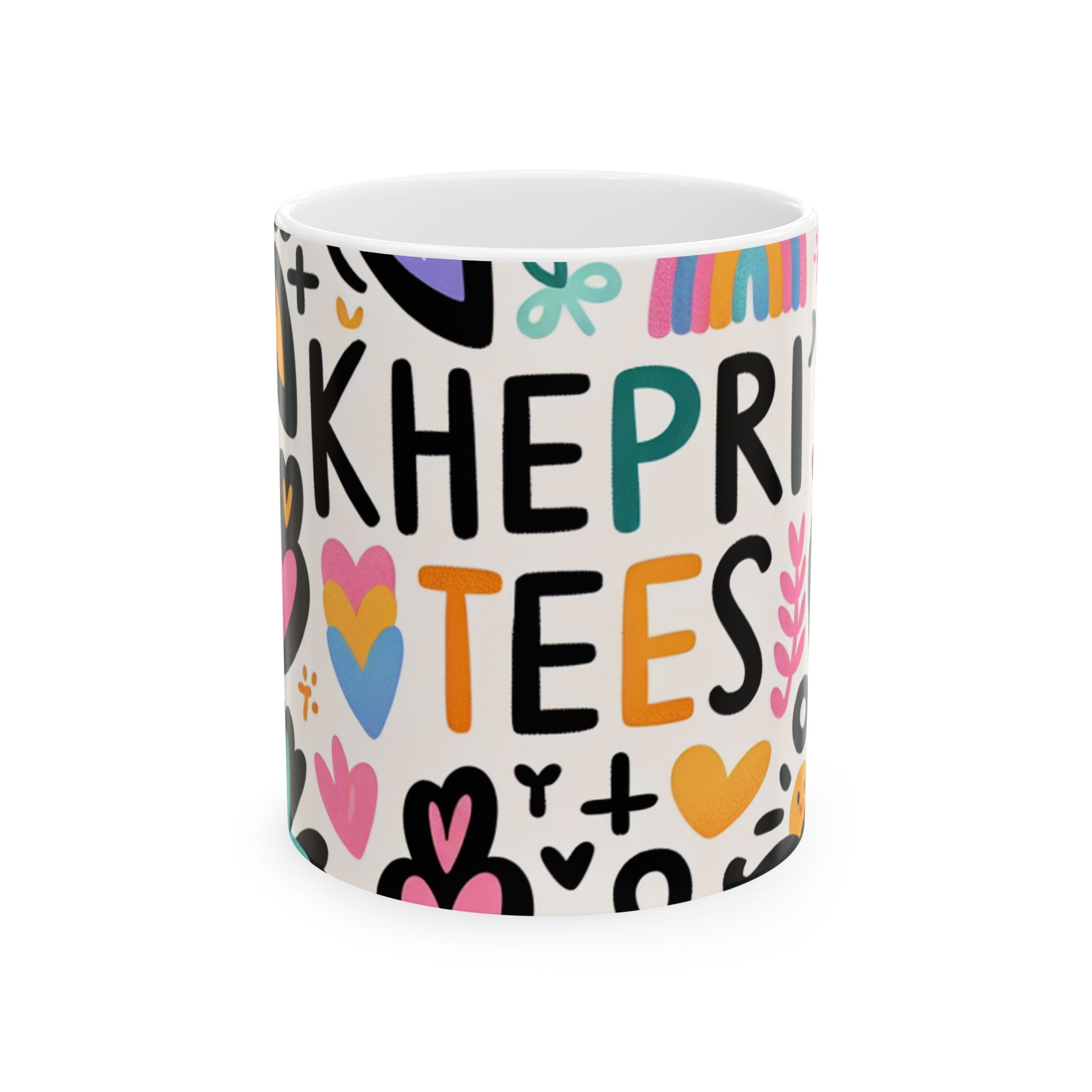 Khepri's Tees Colorful Heart Design Ceramic Mug for Coffee Lovers | Perfect Gift for Friends, Birthday, Mother's Day, Home Decor, Tea Enthusiasts