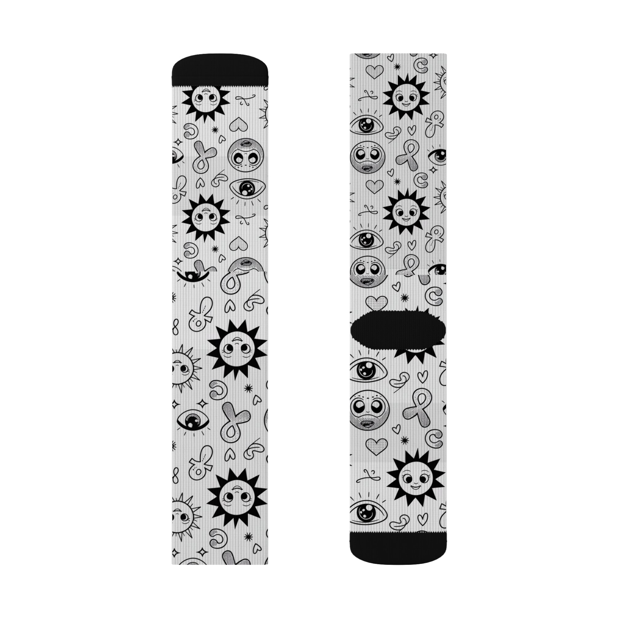 Sun & Eye Sublimation Socks, Unique Patterned Crew Socks for Cozy Vibes, Gift for Friends, Funky Fashion Accessory, Perfect for All [...]