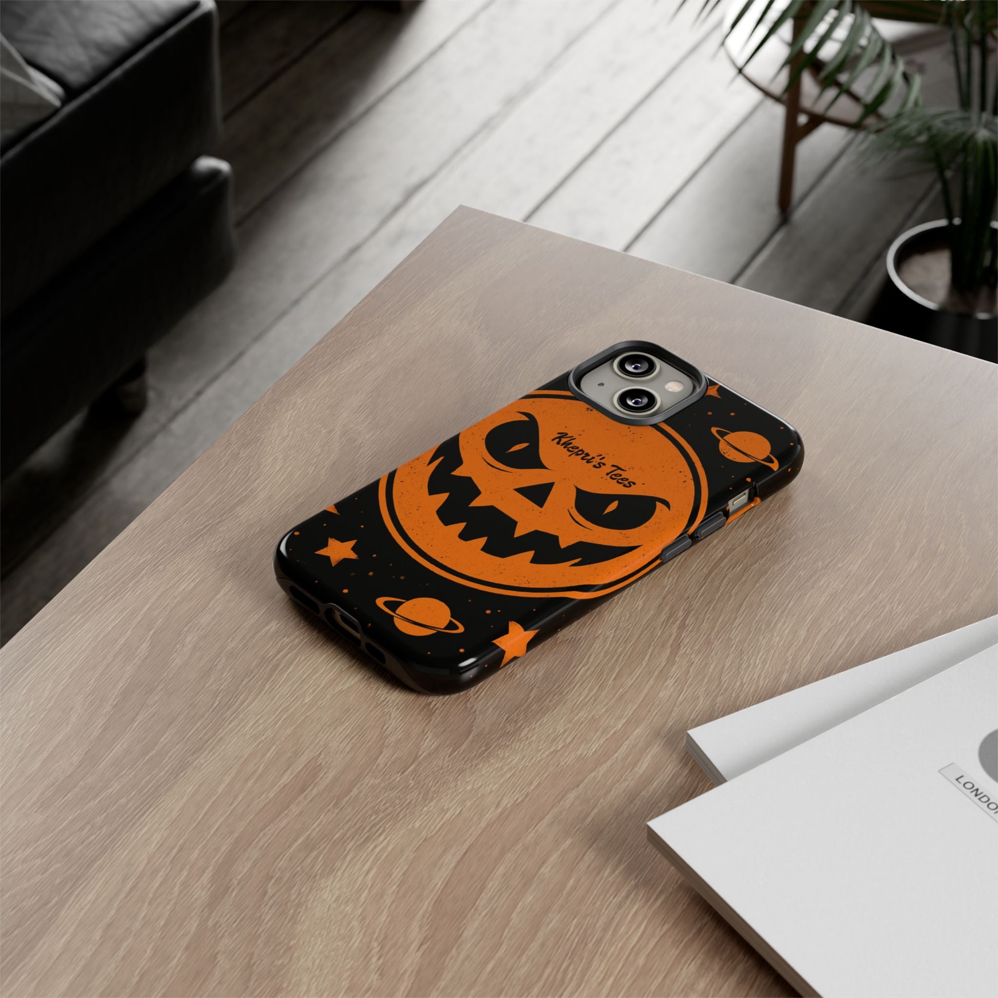 Halloween Monster Sun Phone Case, Spooky Cell Phone Cover, Tough Case for Halloween Lovers, Galaxy Print Phone Accessory, Kids & Adults Gift